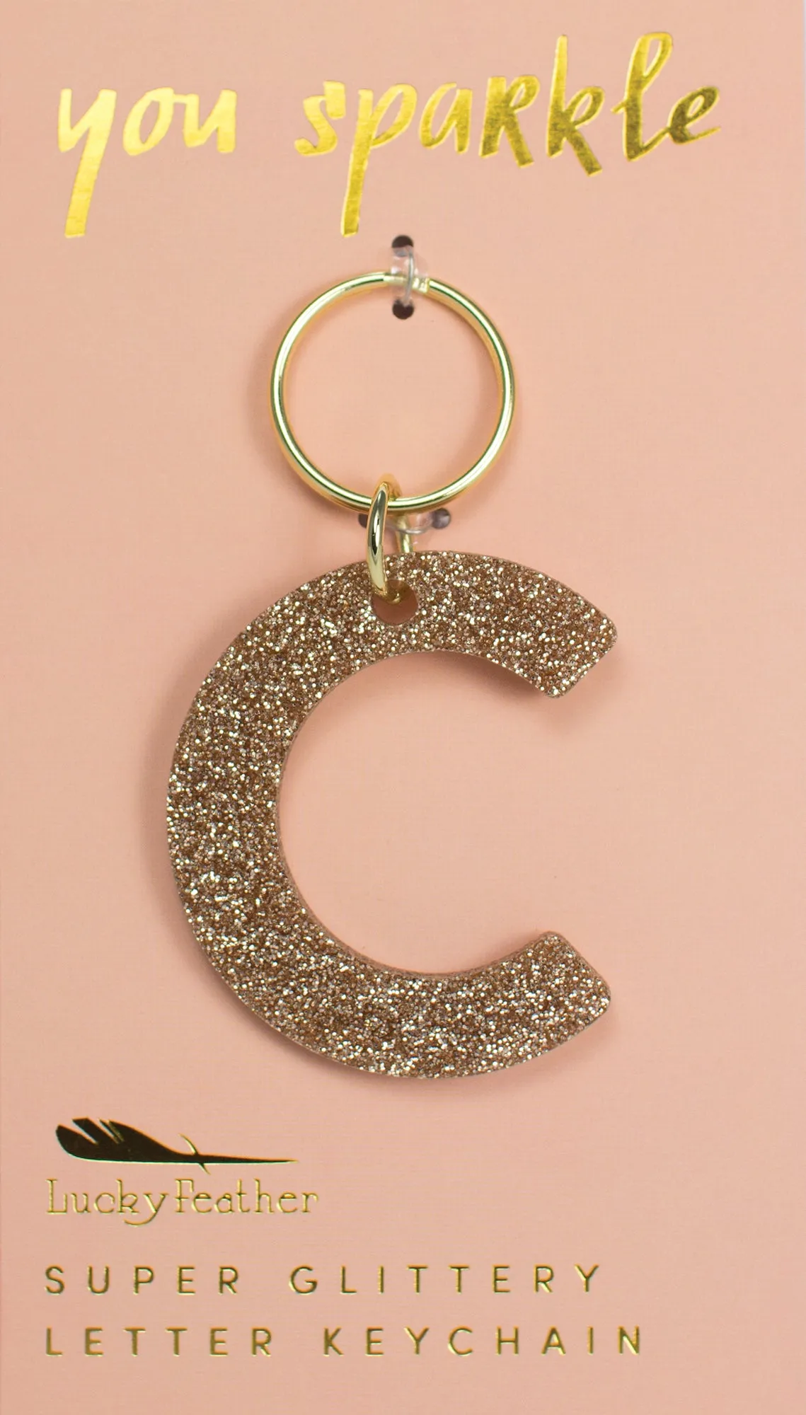Gold Glitter Letter Keychains