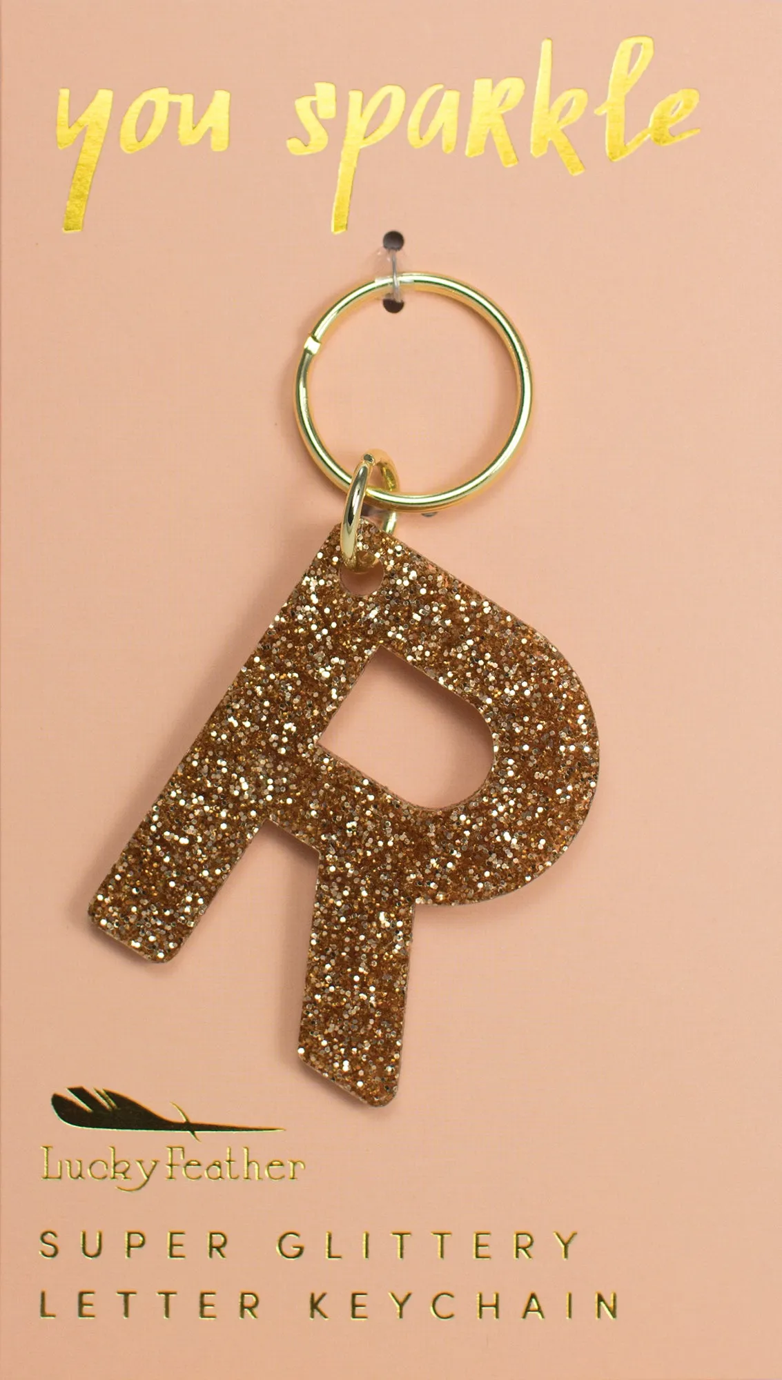 Gold Glitter Letter Keychains