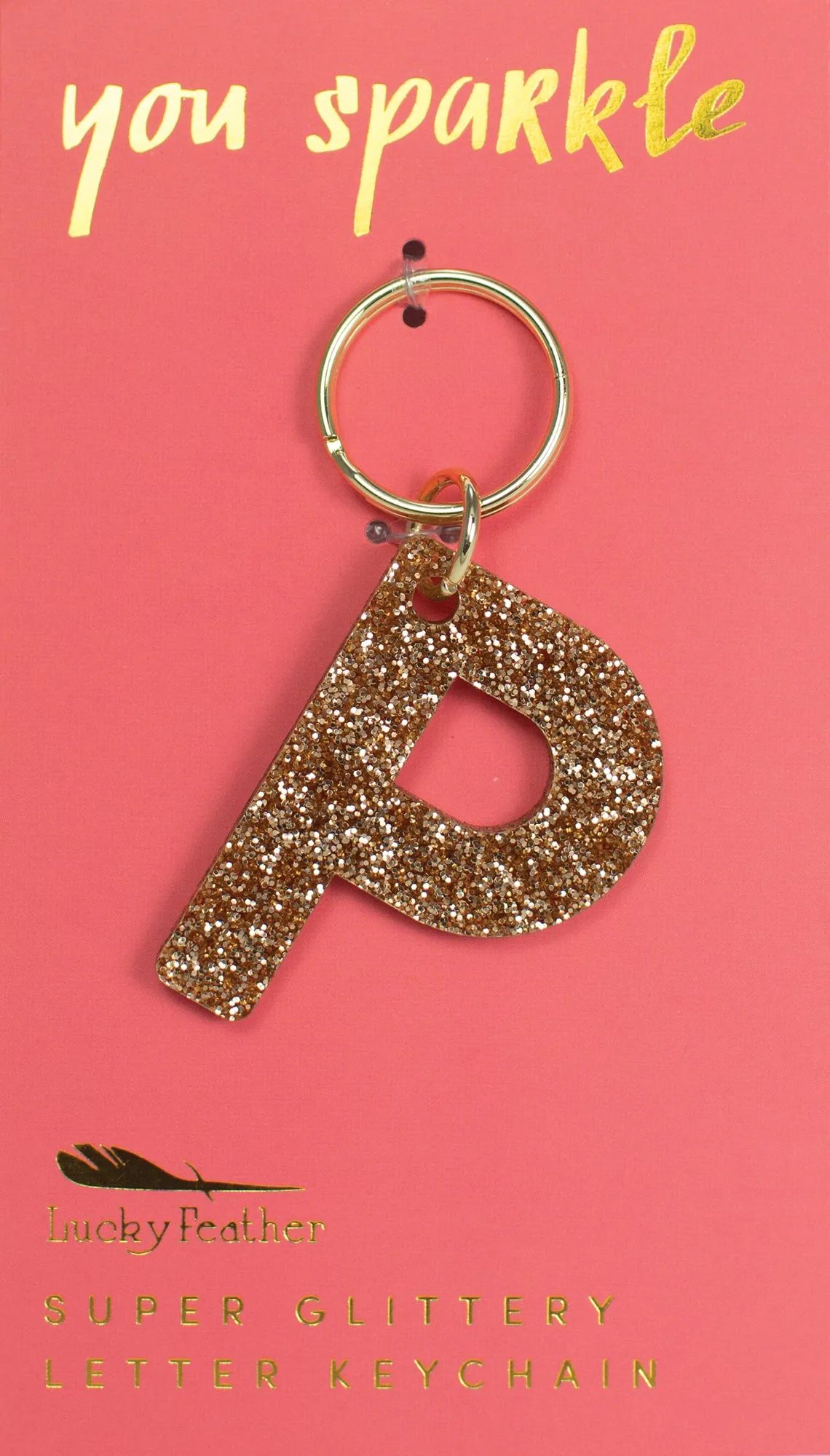Gold Glitter Letter Keychains