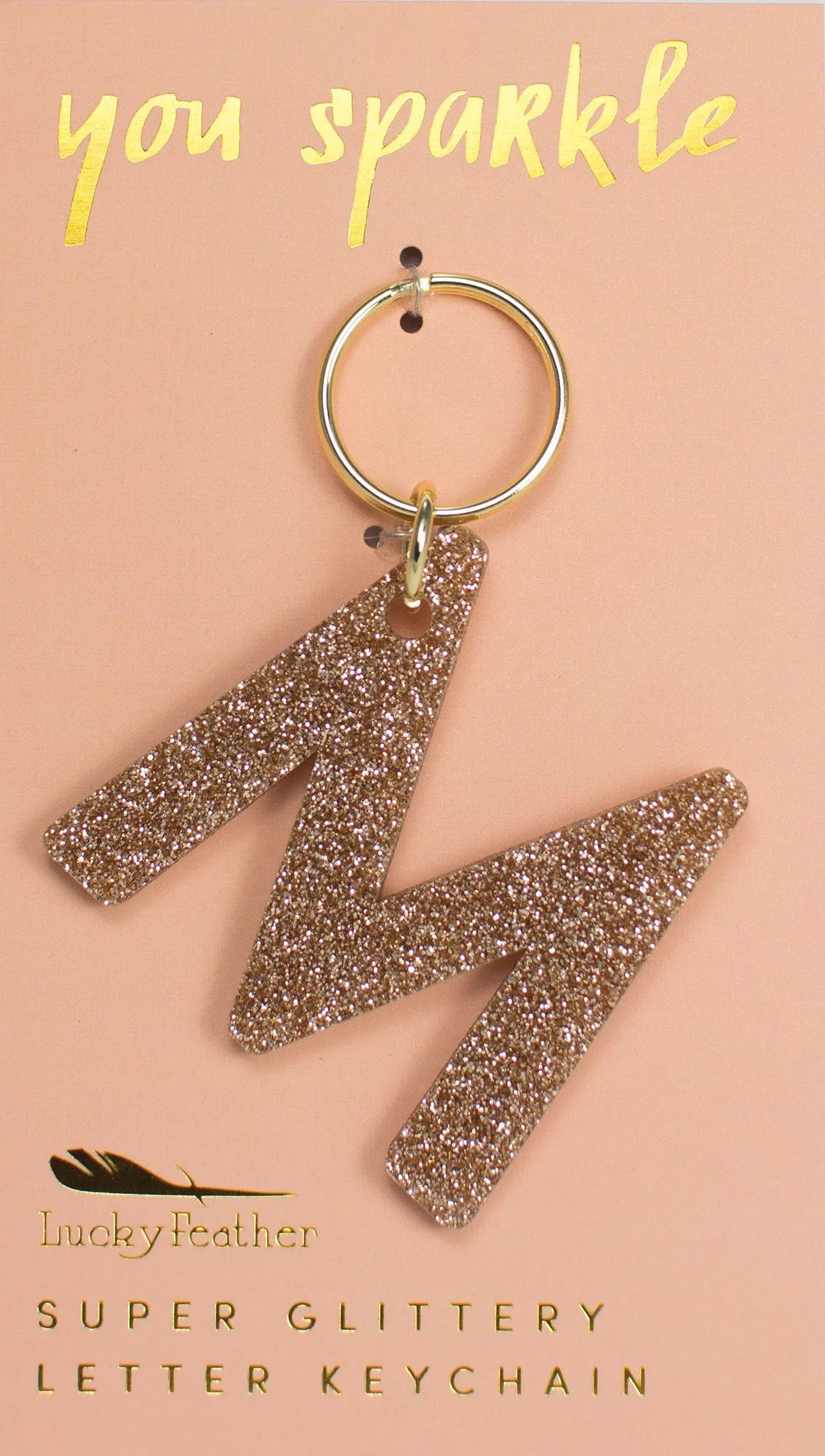 Gold Glitter Letter Keychains