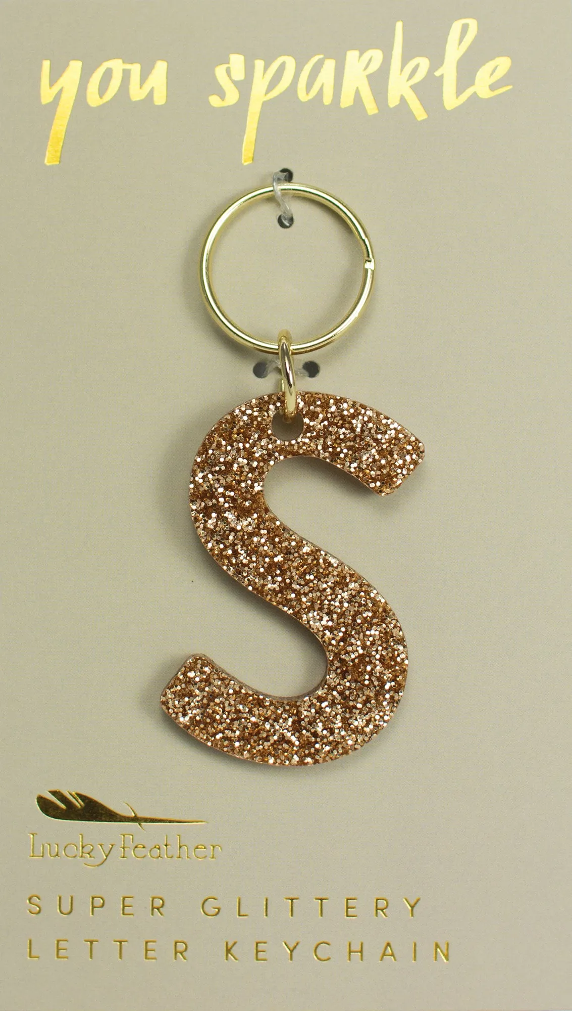 Gold Glitter Letter Keychains
