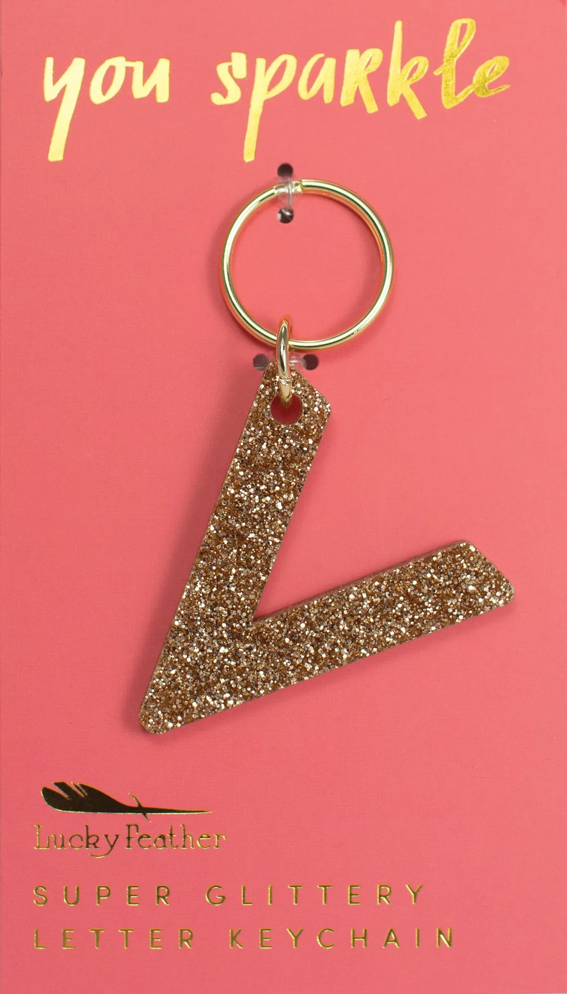 Gold Glitter Letter Keychains