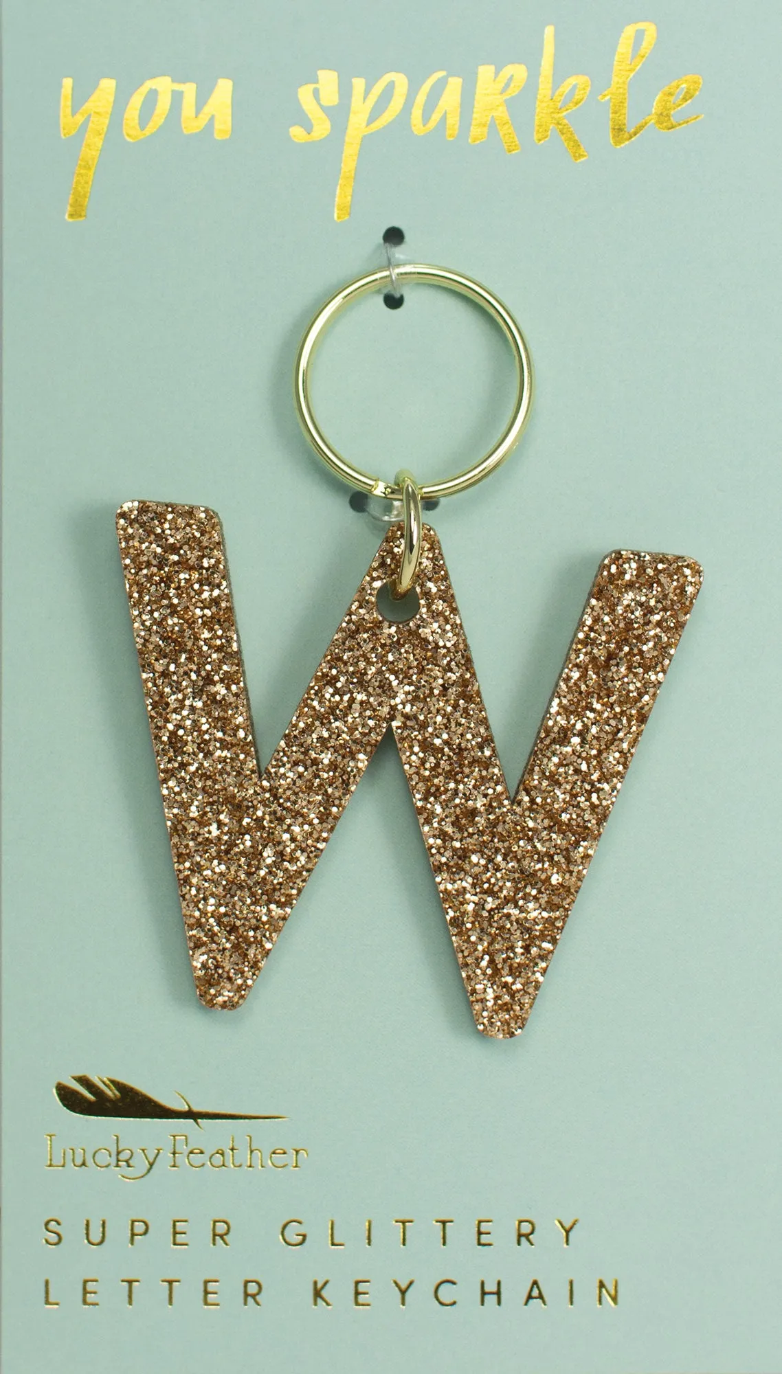 Gold Glitter Letter Keychains
