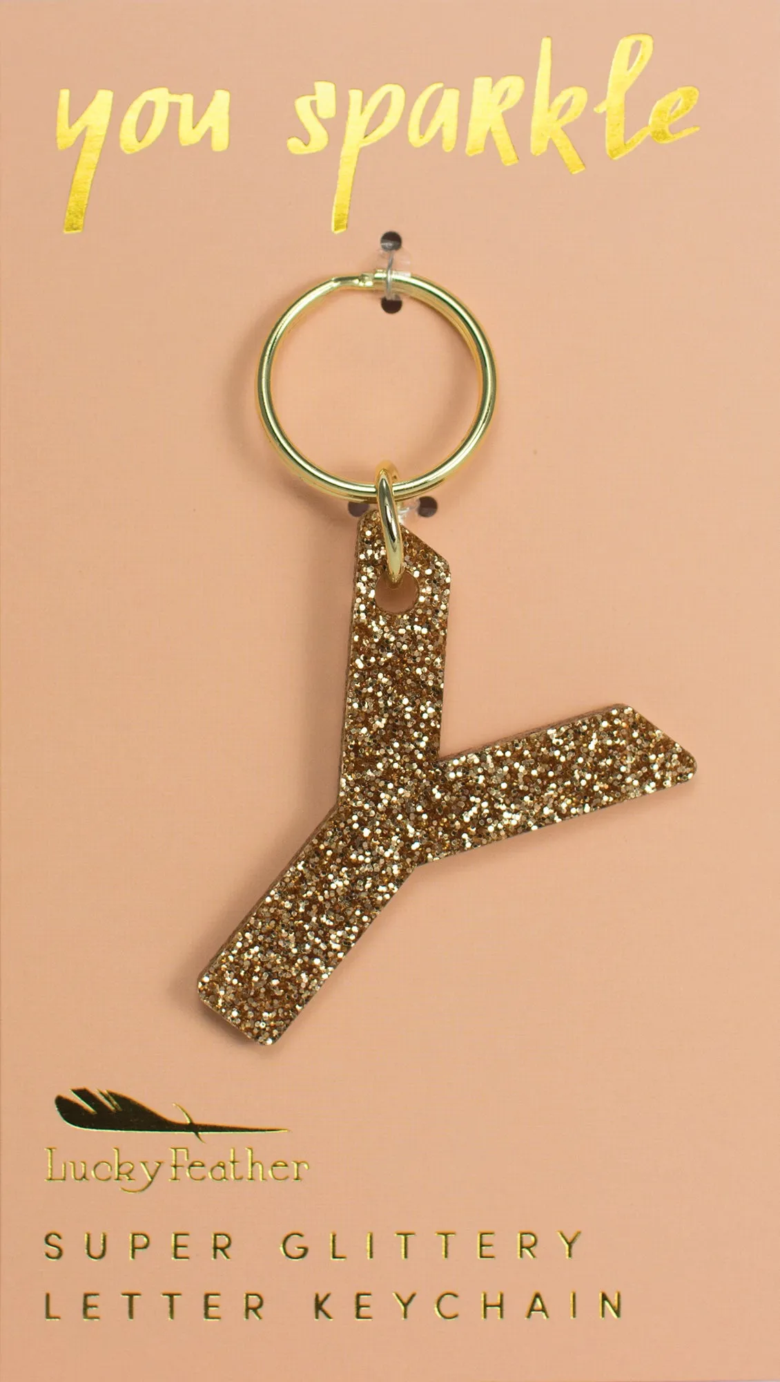 Gold Glitter Letter Keychains