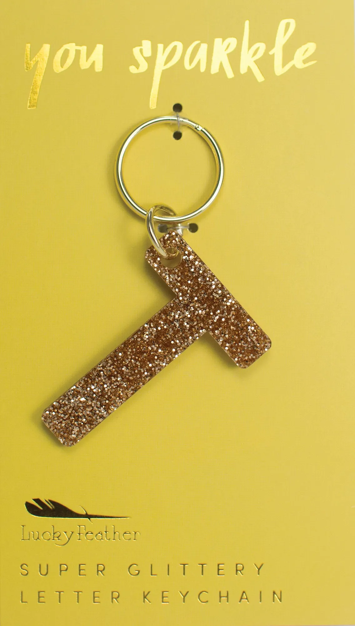 Gold Glitter Letter Keychains