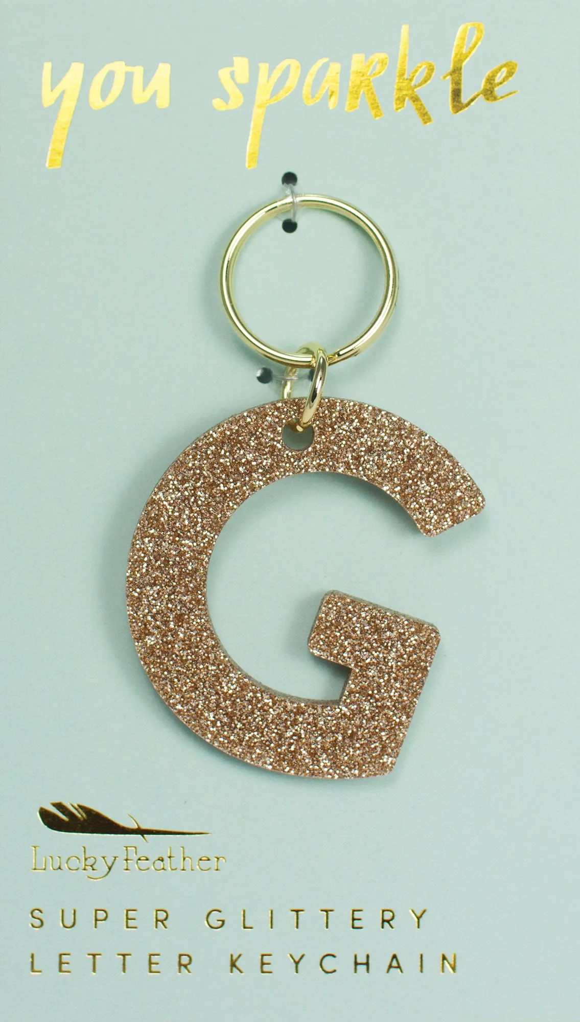 Gold Glitter Letter Keychains