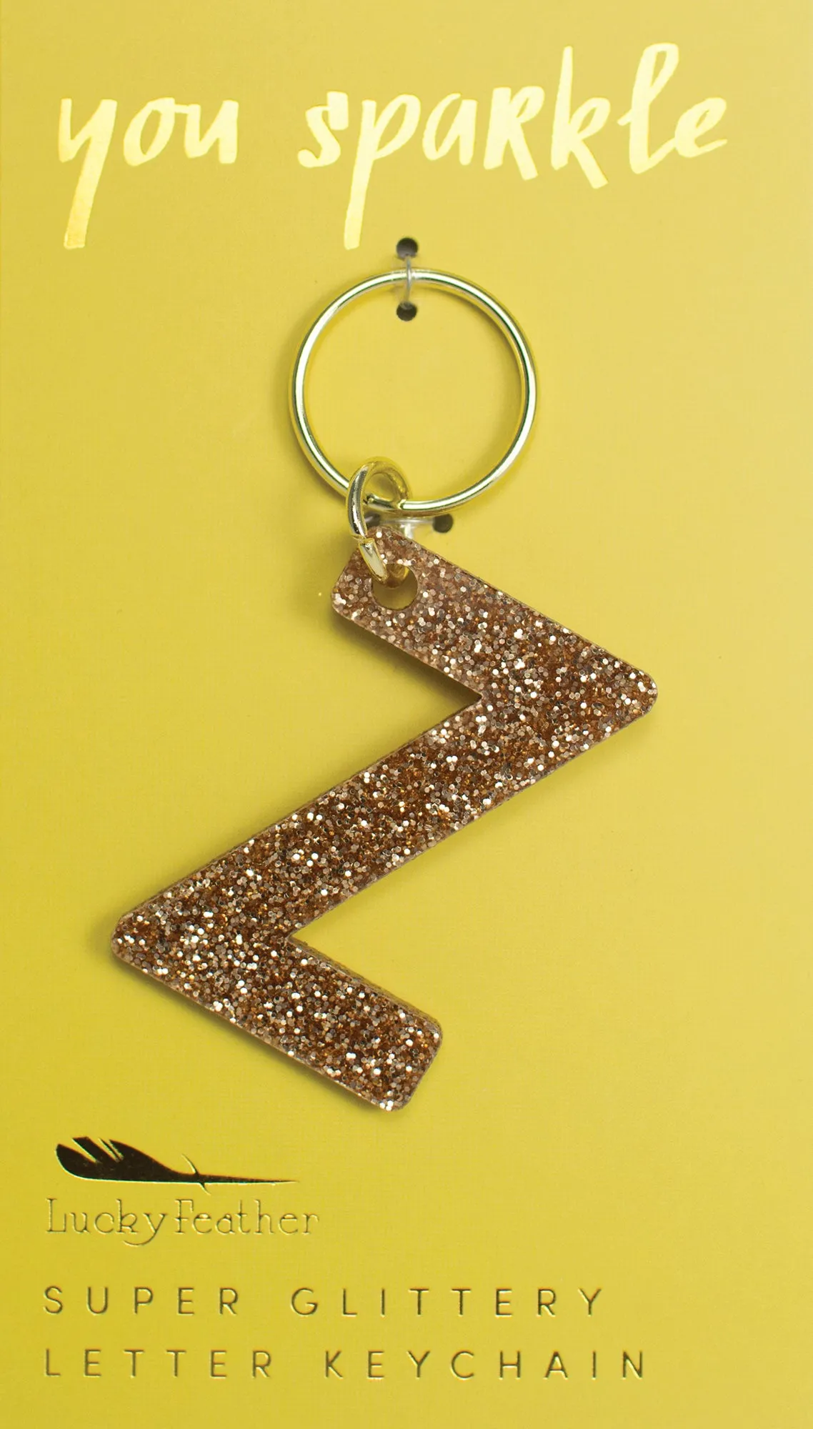 Gold Glitter Letter Keychains