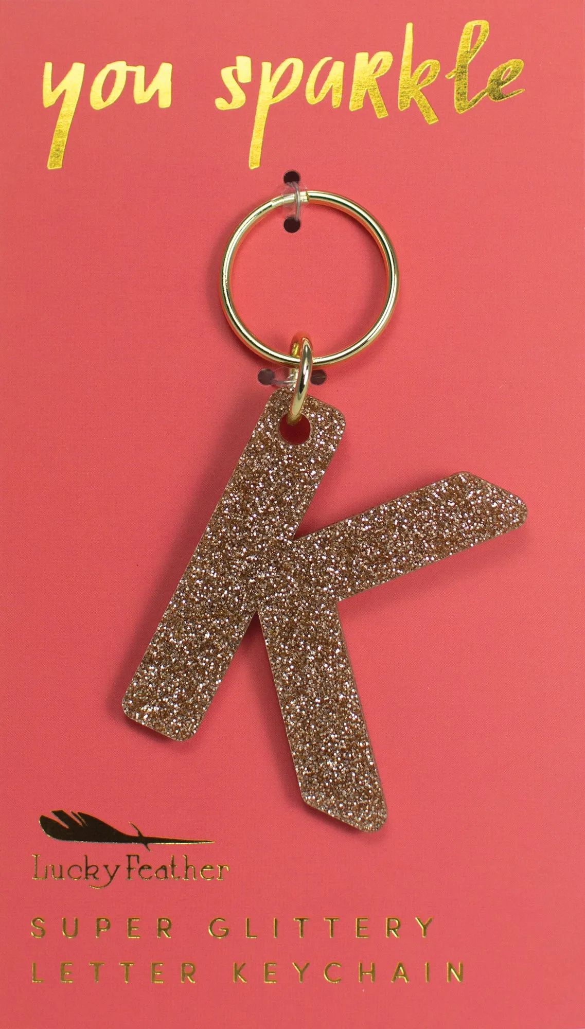 Gold Glitter Letter Keychains