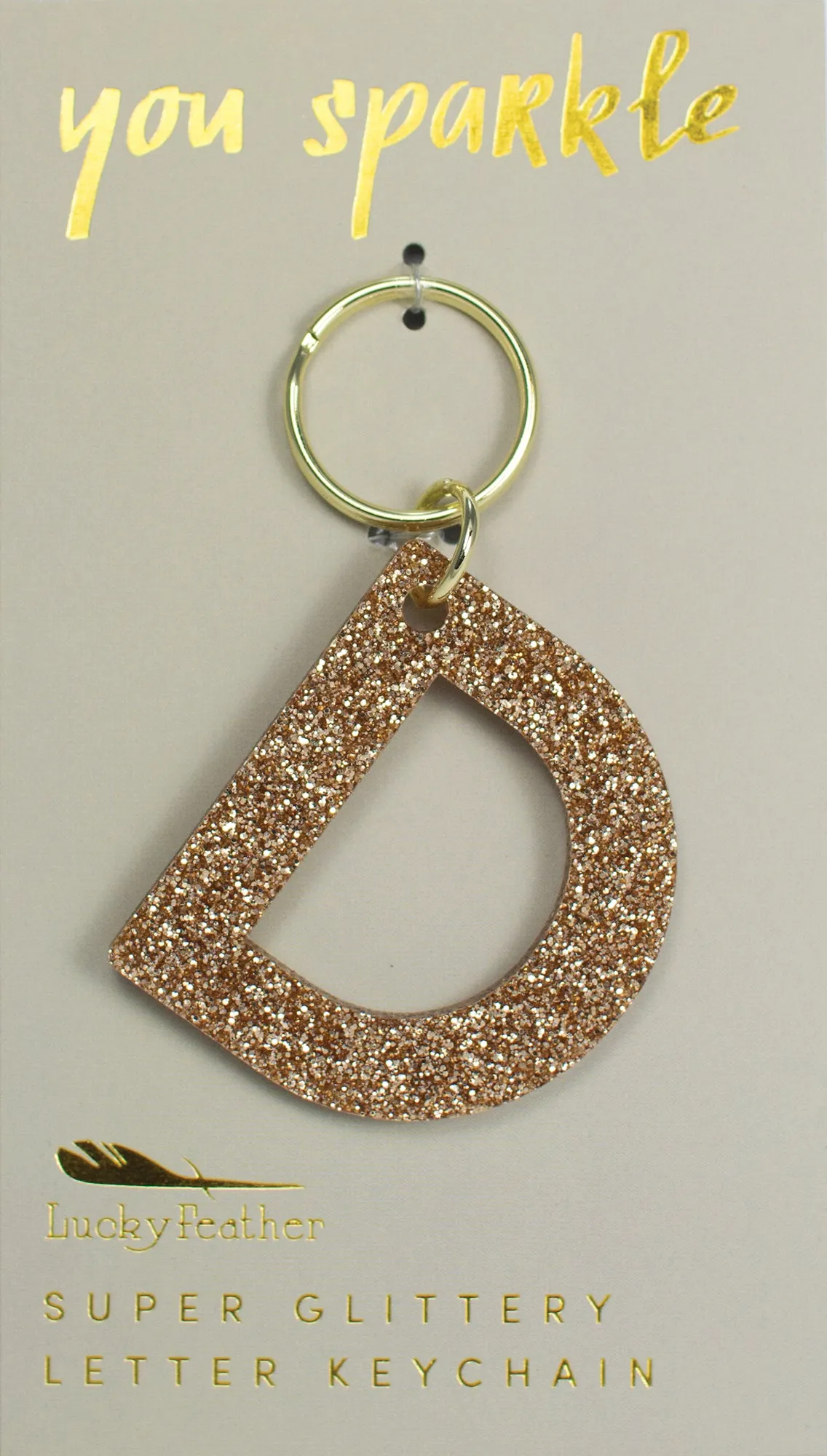 Gold Glitter Letter Keychains