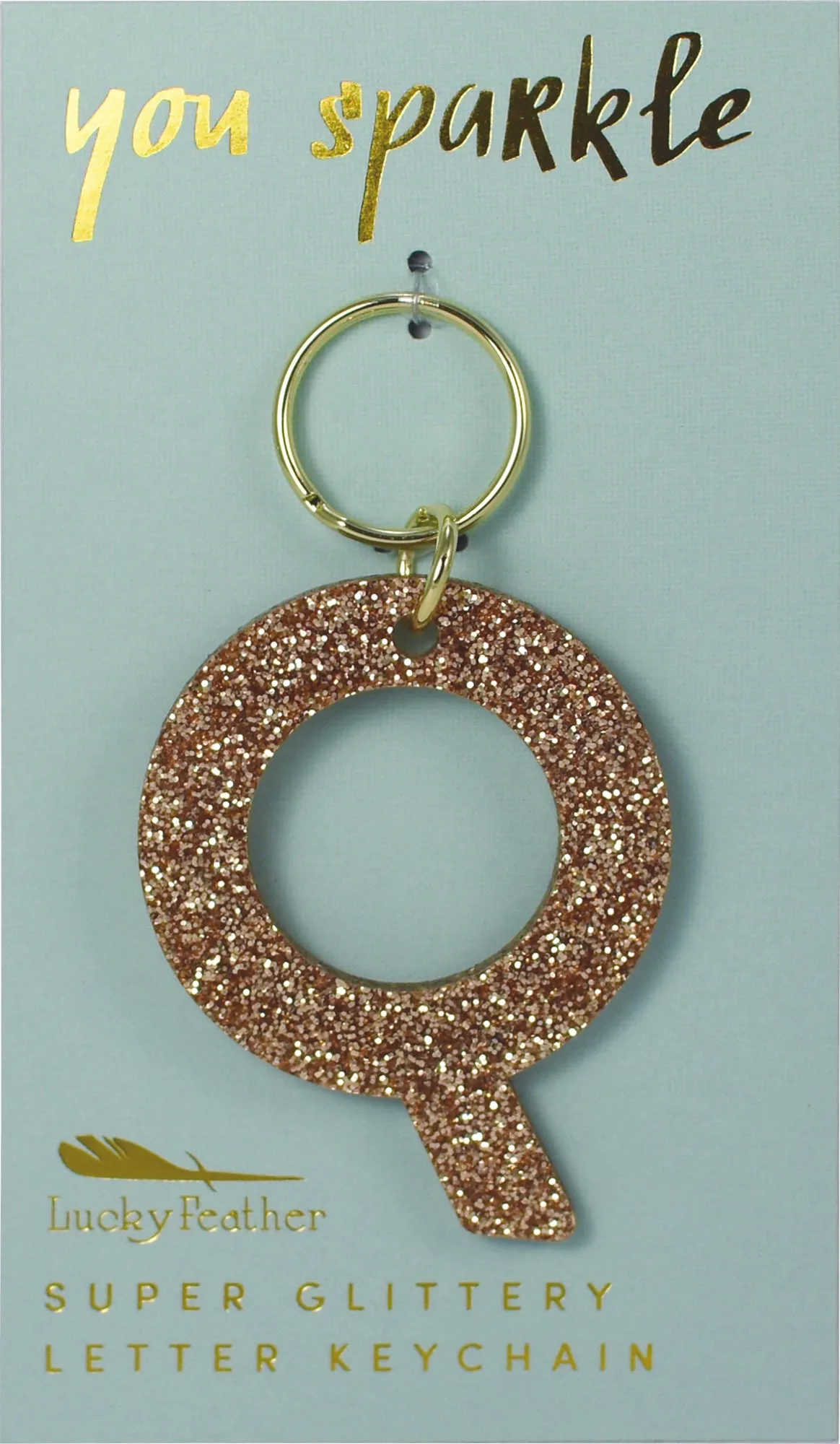 Gold Glitter Letter Keychains