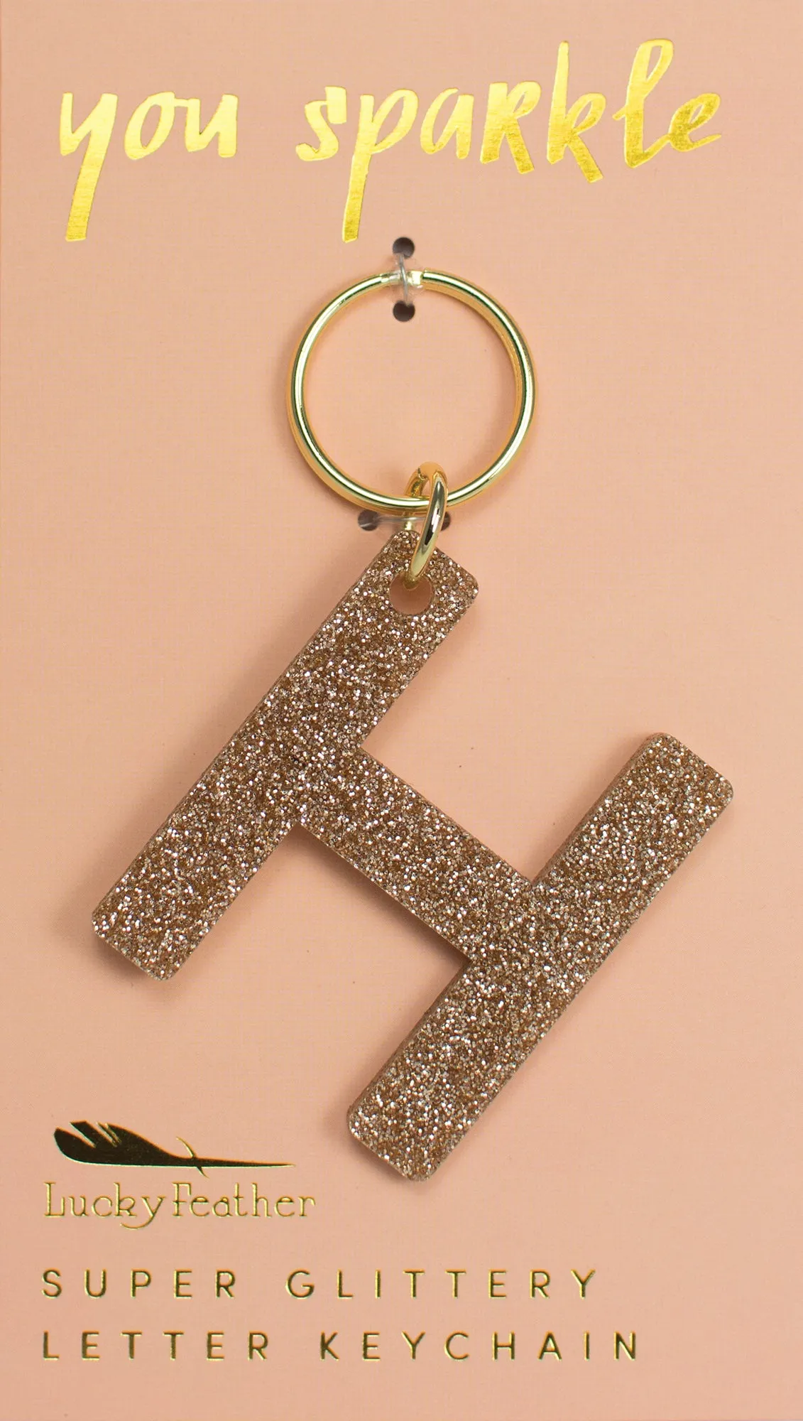 Gold Glitter Letter Keychains