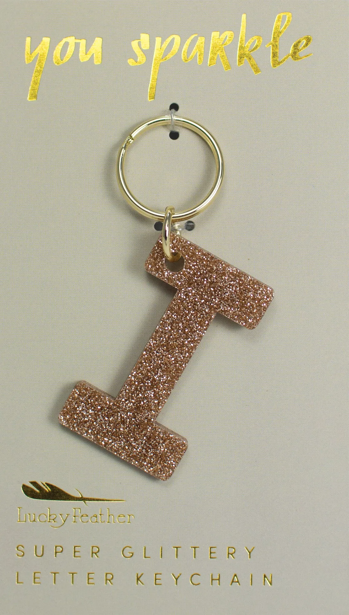 Gold Glitter Letter Keychains