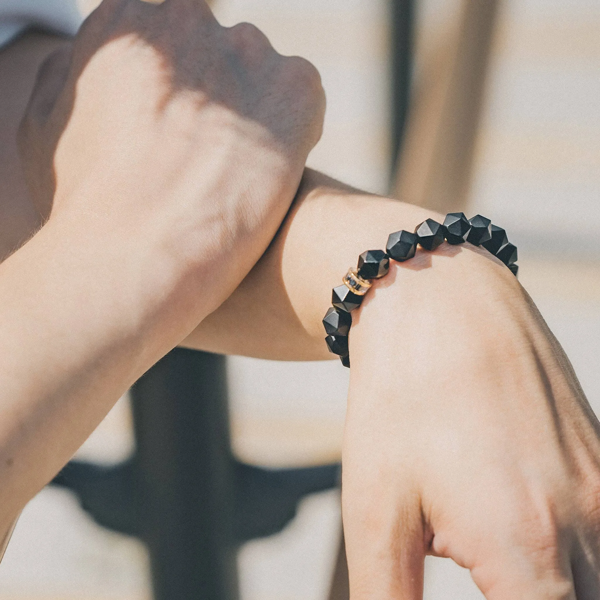 Golden Obsidian & Onyx Mars Bracelet