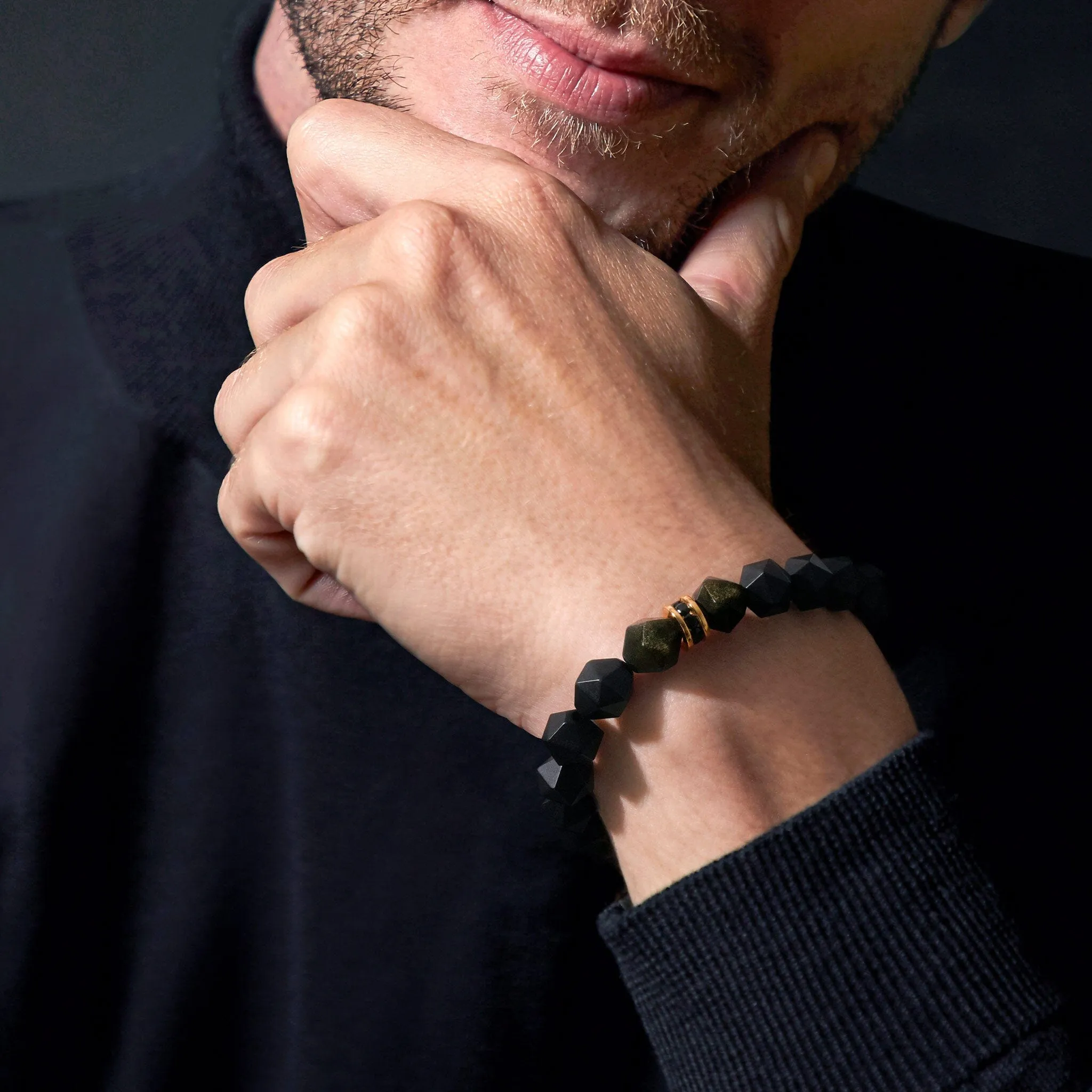 Golden Obsidian & Onyx Mars Bracelet