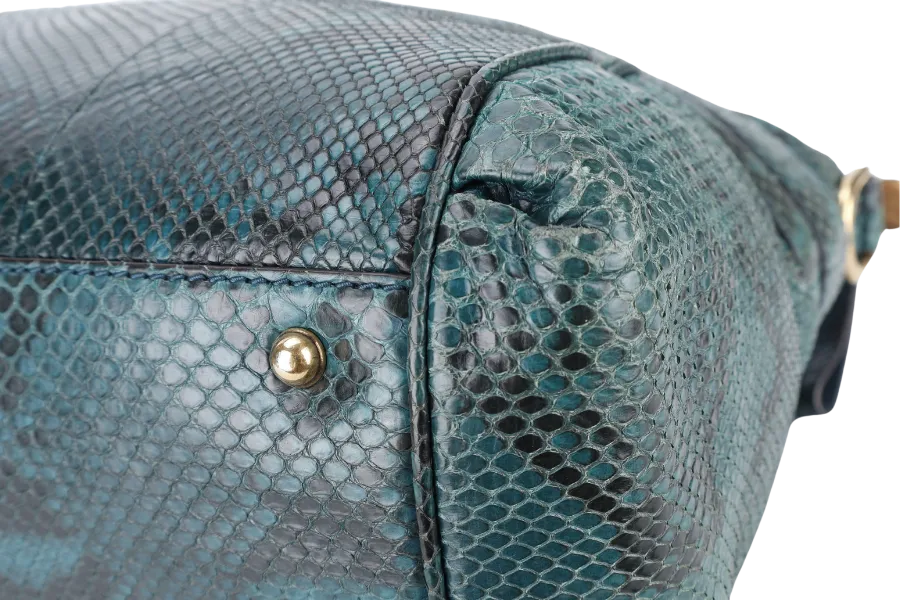 GUCCI 269963 493075 GG RIDE SHOULDER BAG IN GREEN PYTHON SKIN WITH STRAPS AND DUST COVER