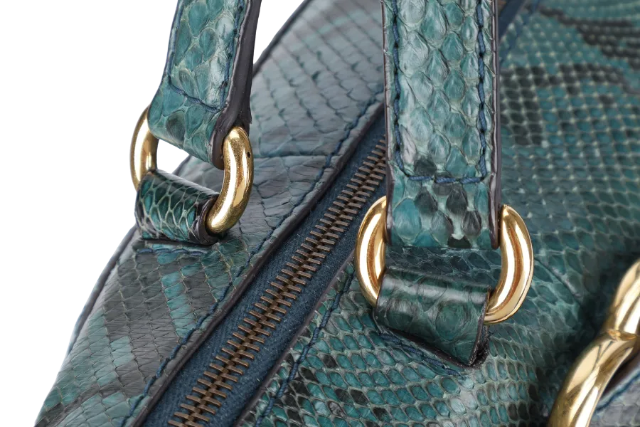 GUCCI 269963 493075 GG RIDE SHOULDER BAG IN GREEN PYTHON SKIN WITH STRAPS AND DUST COVER