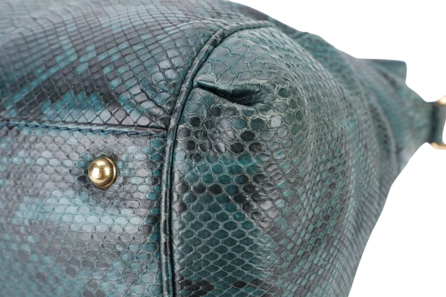 GUCCI 269963 493075 GG RIDE SHOULDER BAG IN GREEN PYTHON SKIN WITH STRAPS AND DUST COVER