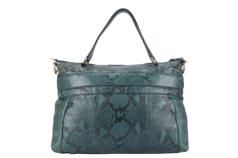 GUCCI 269963 493075 GG RIDE SHOULDER BAG IN GREEN PYTHON SKIN WITH STRAPS AND DUST COVER