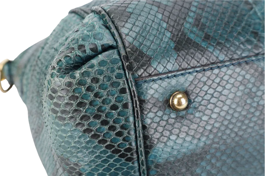 GUCCI 269963 493075 GG RIDE SHOULDER BAG IN GREEN PYTHON SKIN WITH STRAPS AND DUST COVER