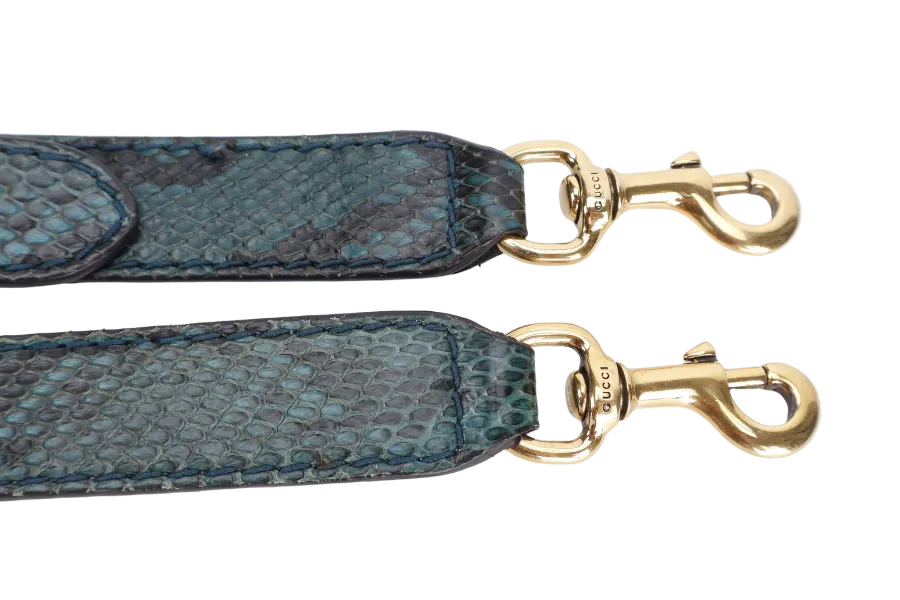 GUCCI 269963 493075 GG RIDE SHOULDER BAG IN GREEN PYTHON SKIN WITH STRAPS AND DUST COVER