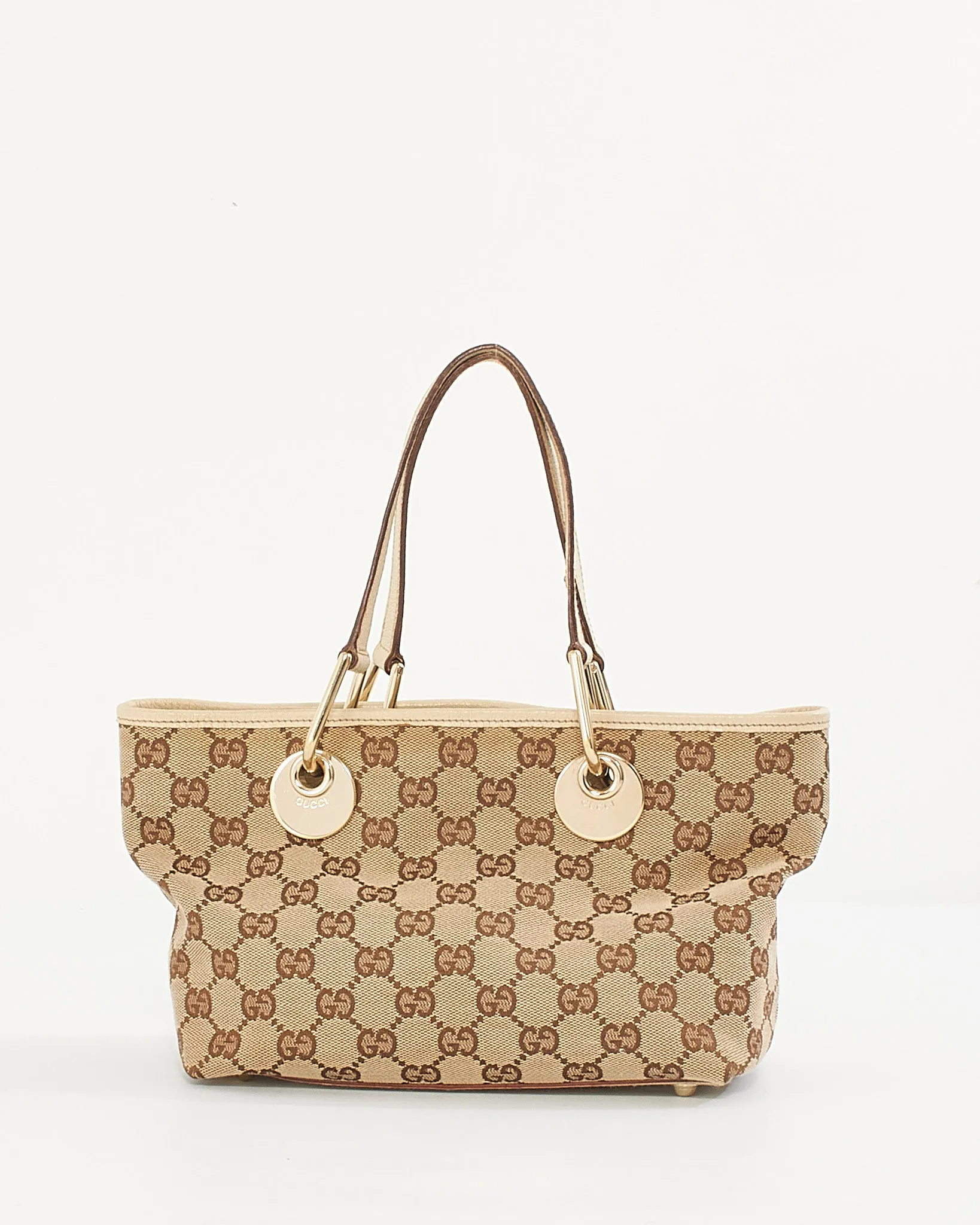 Gucci Beige Monogram Canvas Sherry Line GG Small Tote Bag