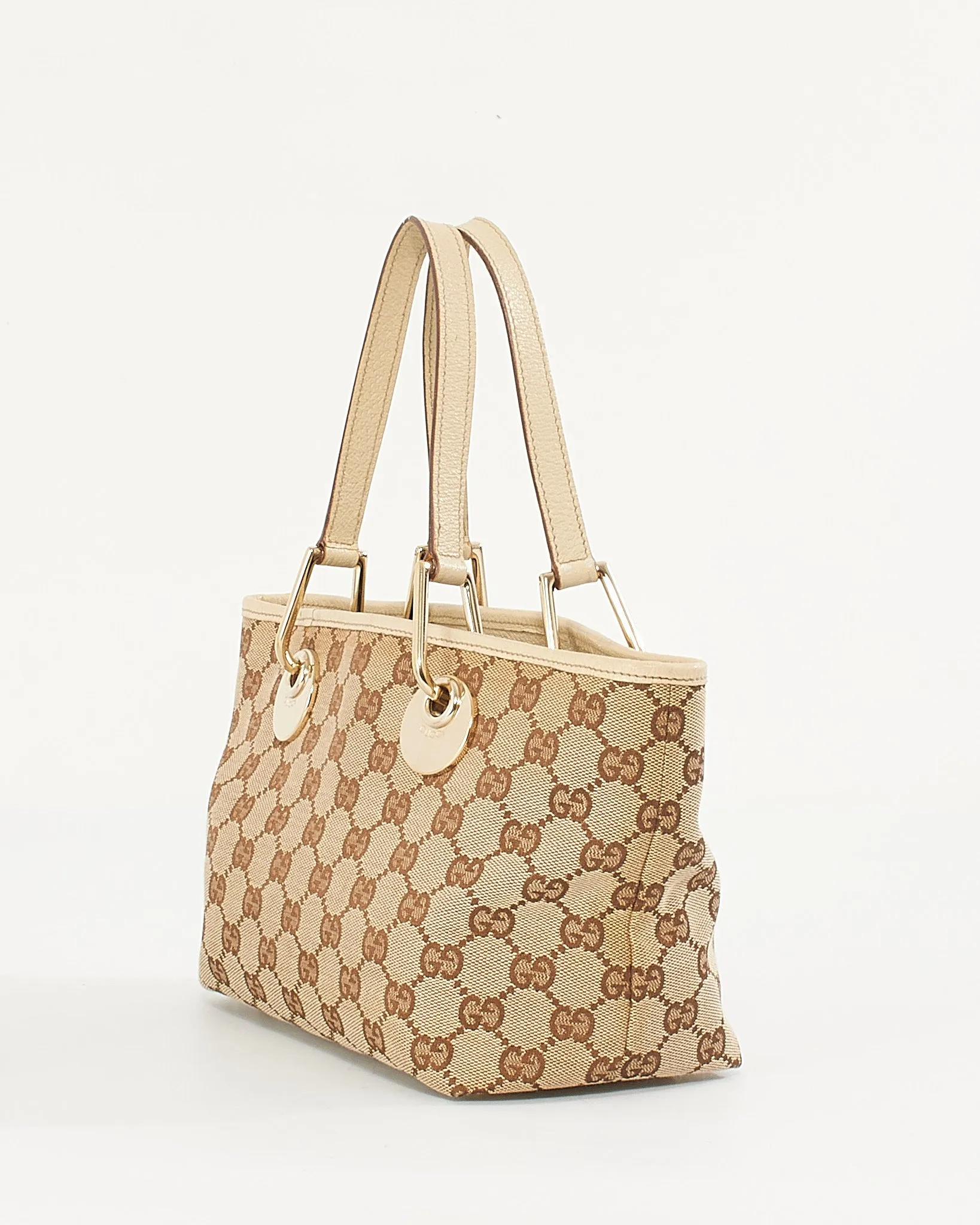 Gucci Beige Monogram Canvas Sherry Line GG Small Tote Bag