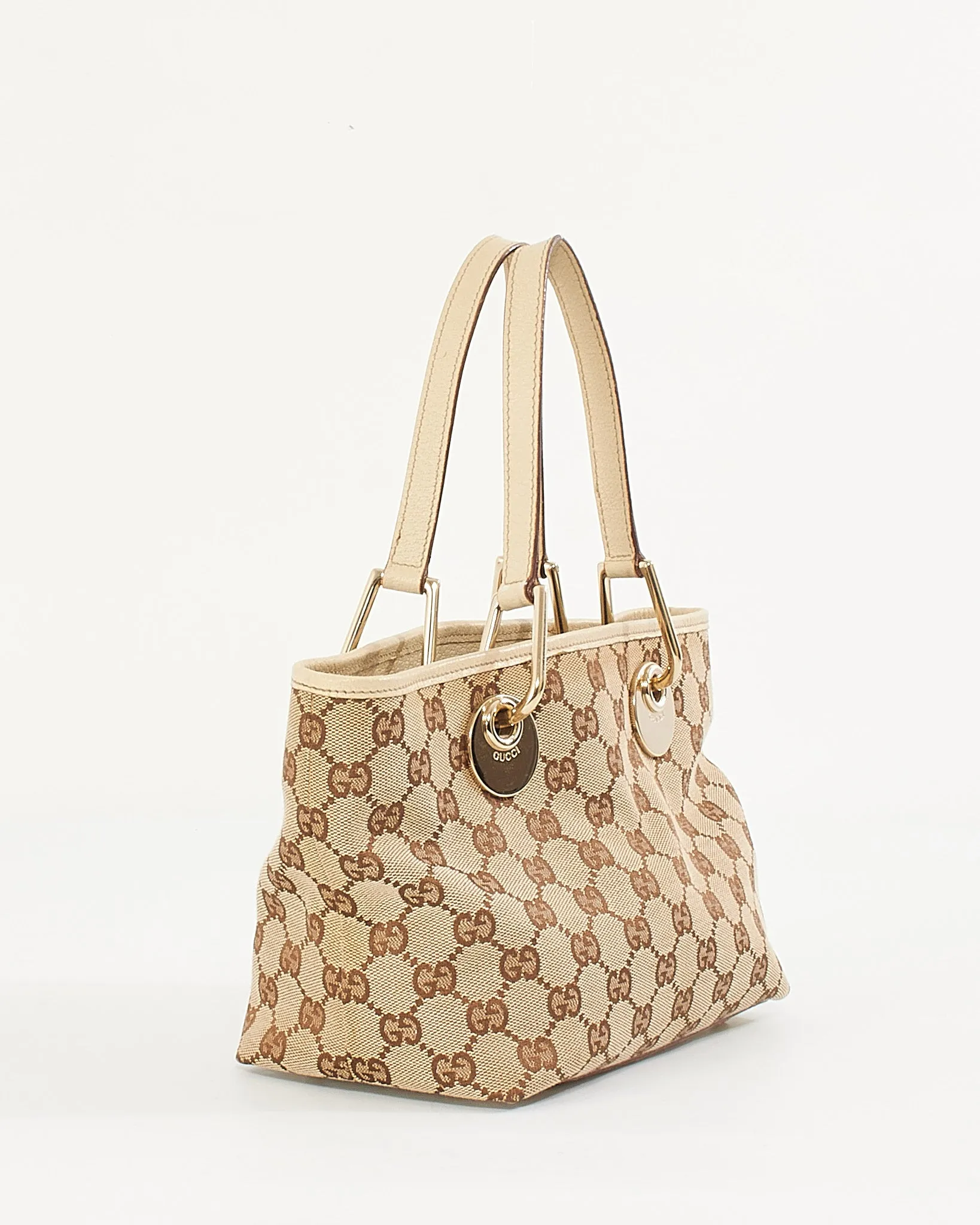 Gucci Beige Monogram Canvas Sherry Line GG Small Tote Bag