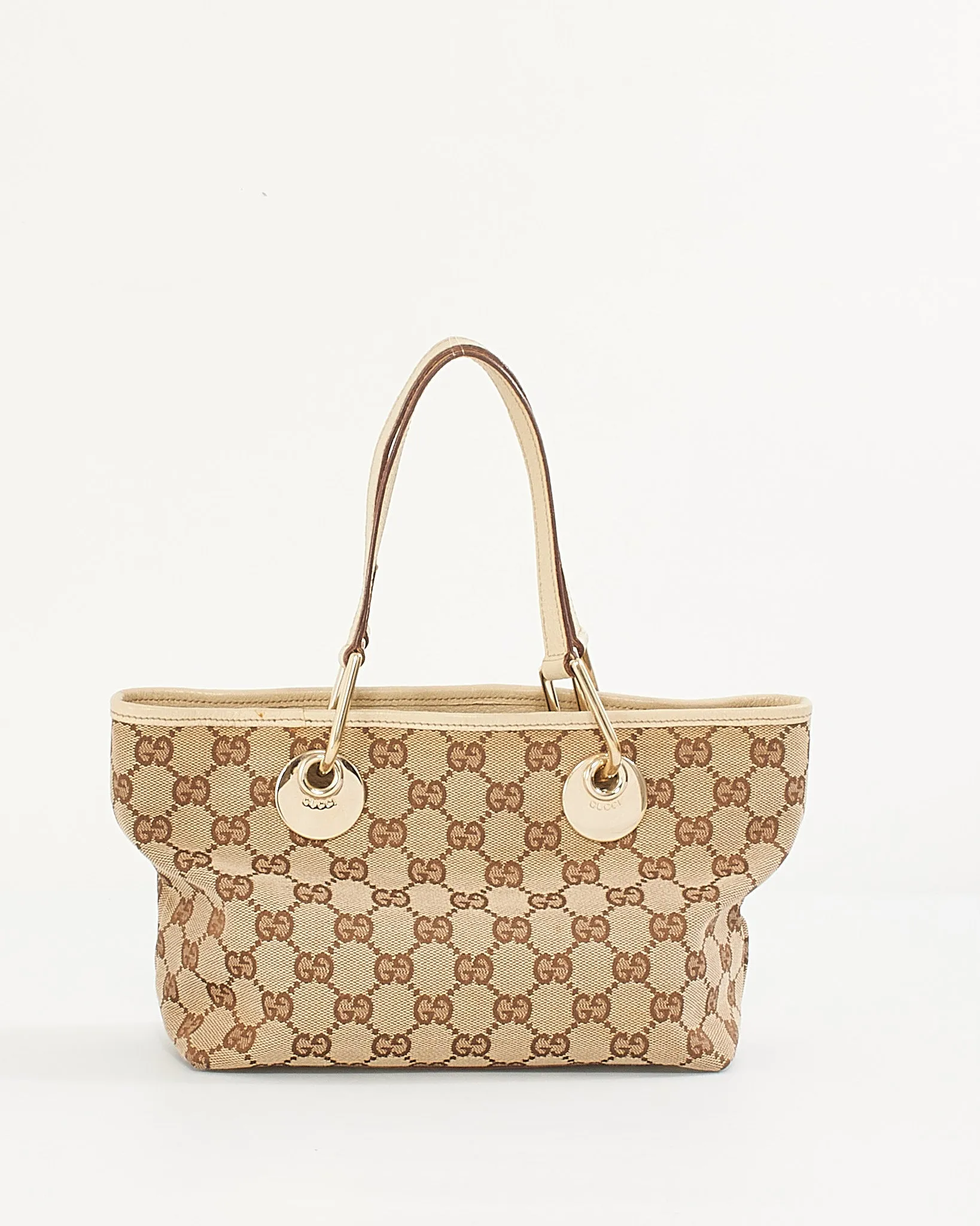 Gucci Beige Monogram Canvas Sherry Line GG Small Tote Bag