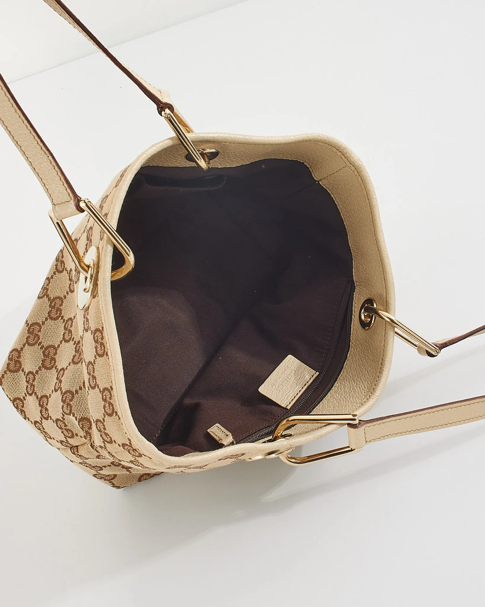 Gucci Beige Monogram Canvas Sherry Line GG Small Tote Bag