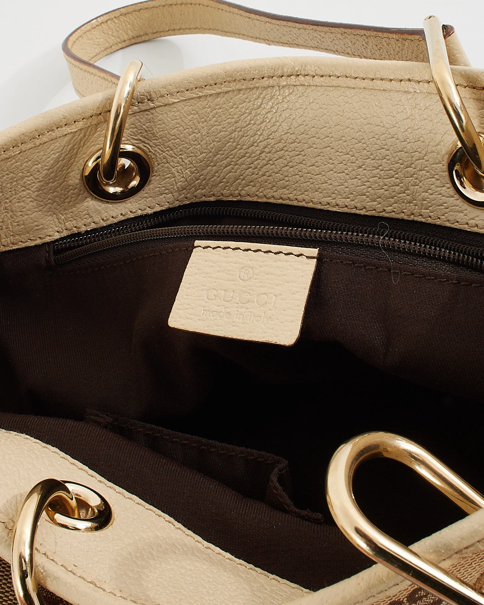 Gucci Beige Monogram Canvas Sherry Line GG Small Tote Bag