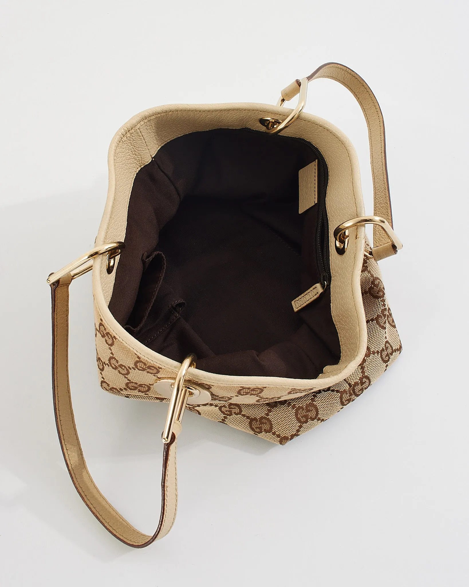 Gucci Beige Monogram Canvas Sherry Line GG Small Tote Bag