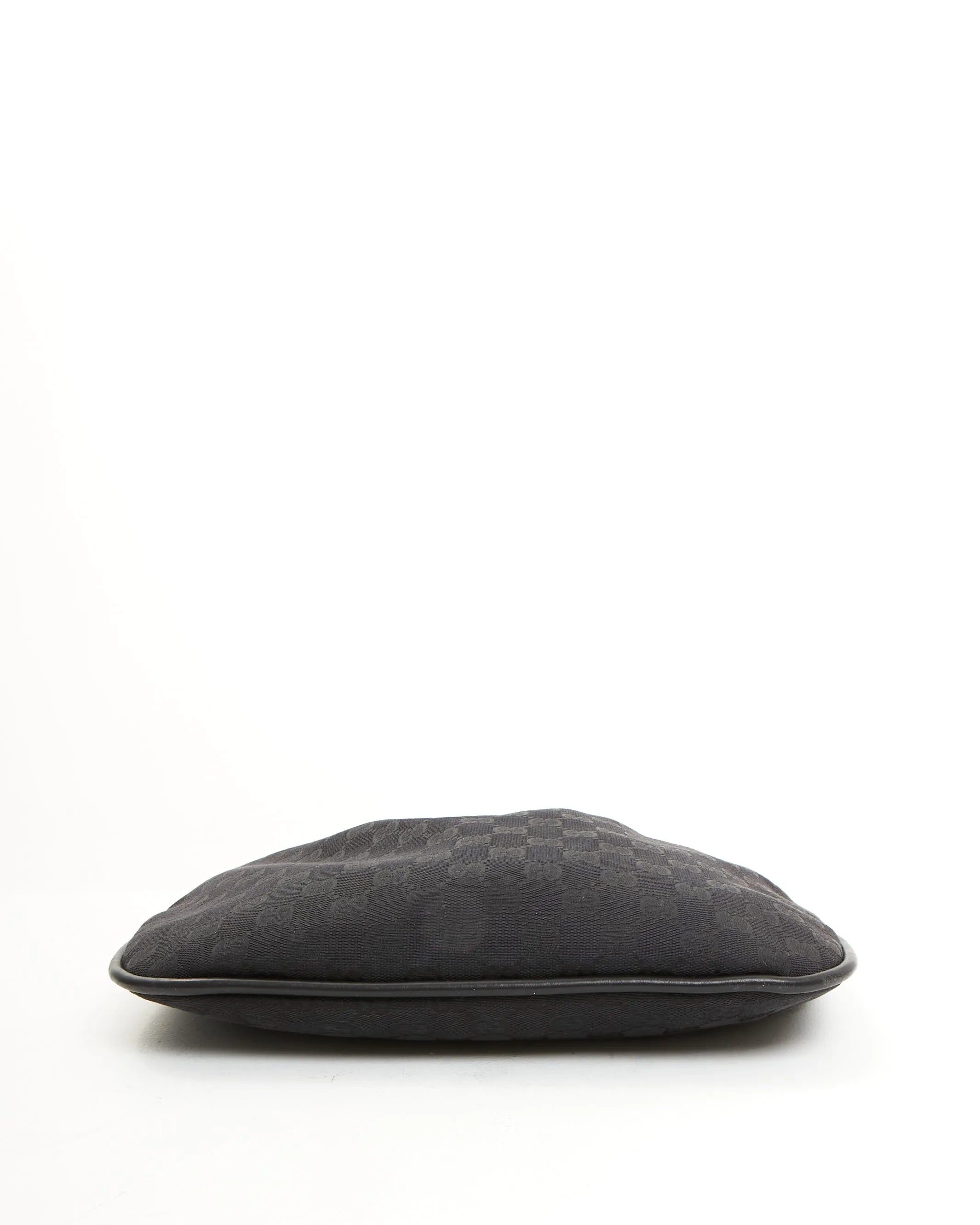 Gucci Black GG Canvas Bamboo Shoulder Bag