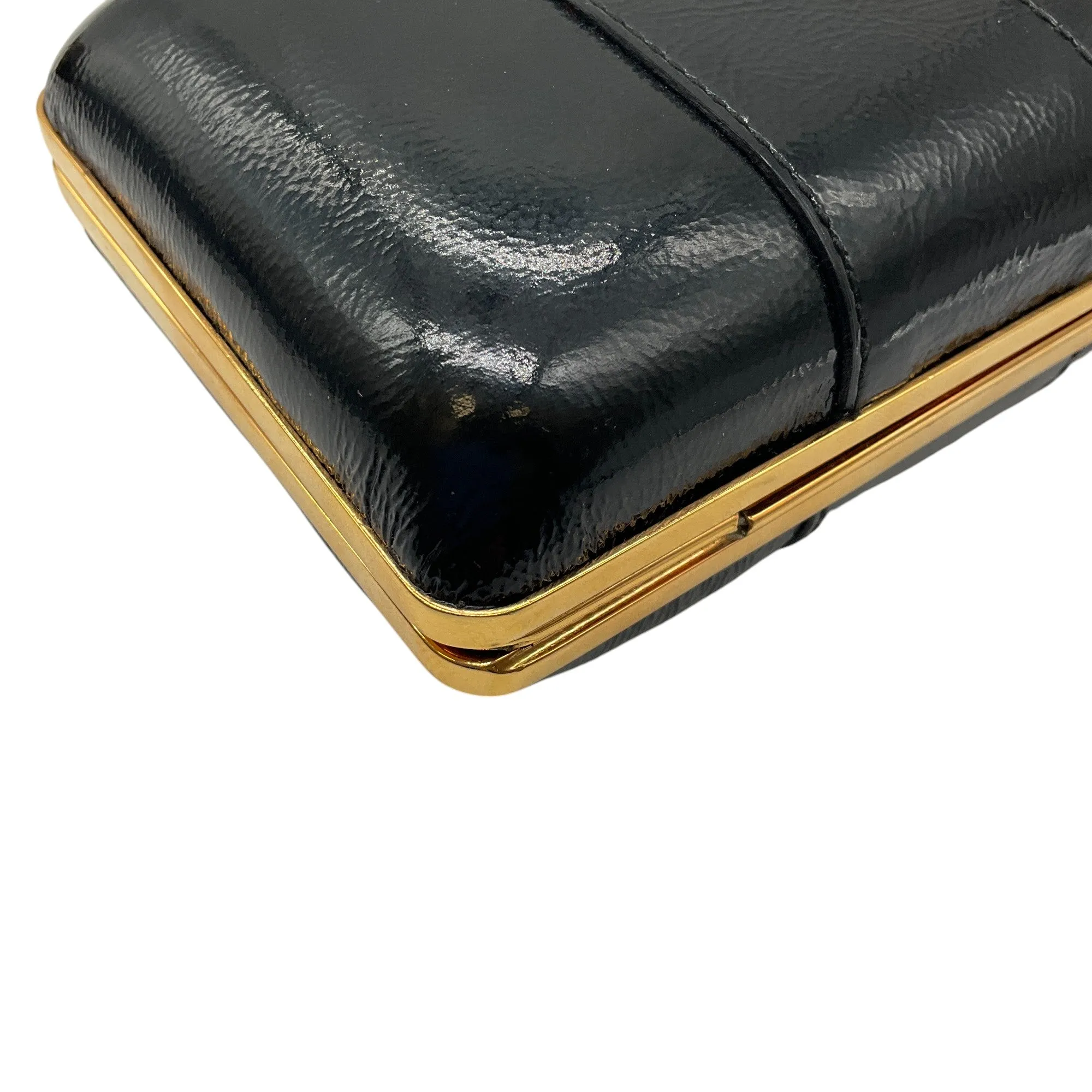 Gucci Black / Gold Leather Hysteria Micro Mini Frame Clutch Bag