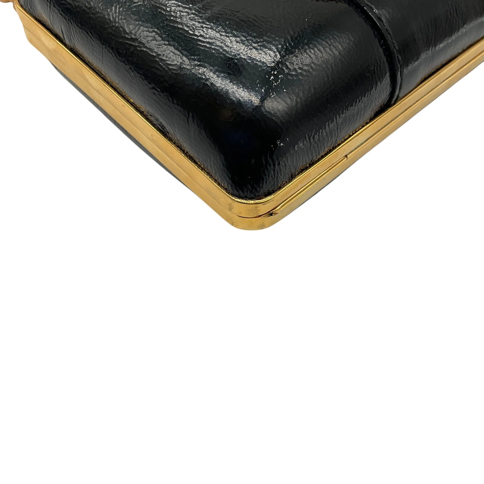 Gucci Black / Gold Leather Hysteria Micro Mini Frame Clutch Bag