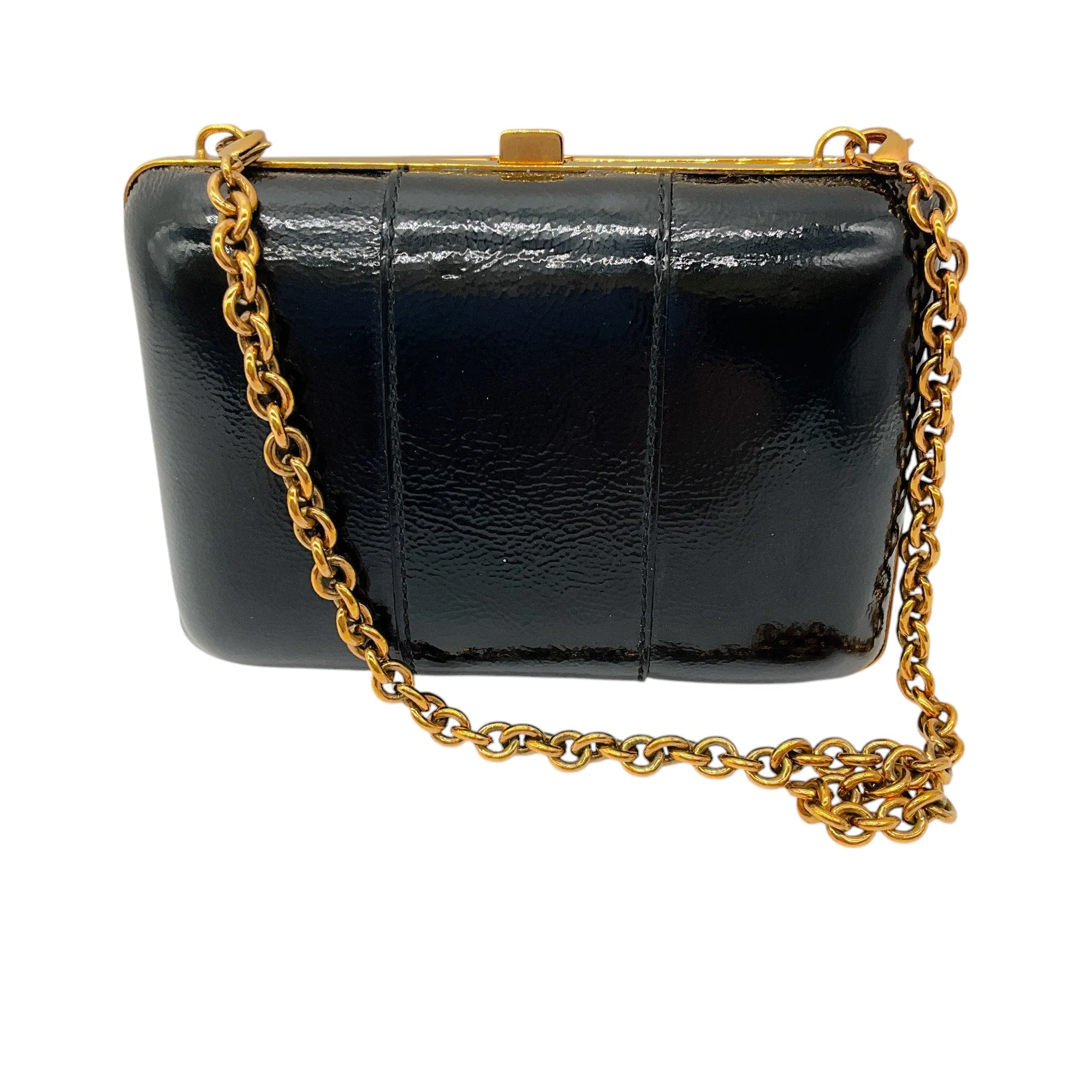Gucci Black / Gold Leather Hysteria Micro Mini Frame Clutch Bag