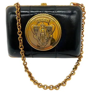 Gucci Black / Gold Leather Hysteria Micro Mini Frame Clutch Bag