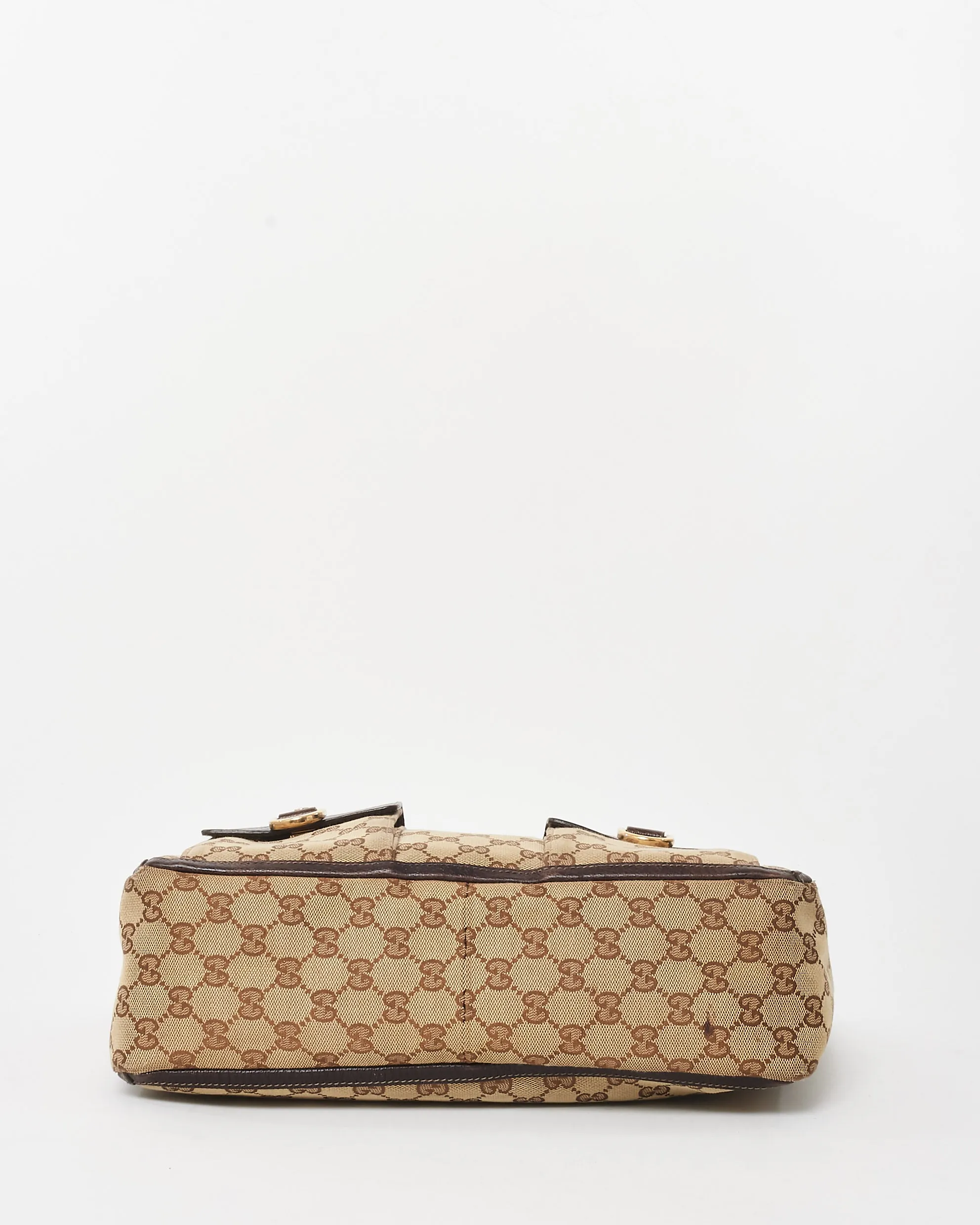 Gucci Brown & Beige GG Monogram Canvas Abbey Pocket Zip Tote Bag
