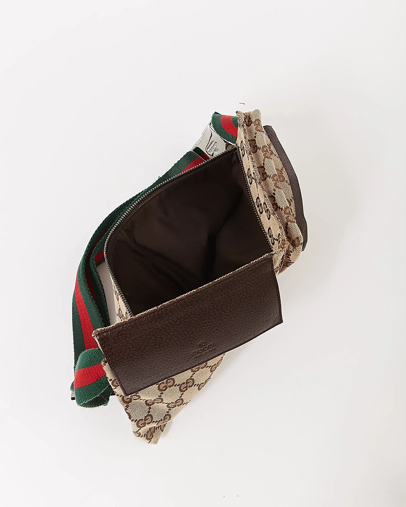 Gucci Brown Canvas GG Pocket Web Belt Bum Bag