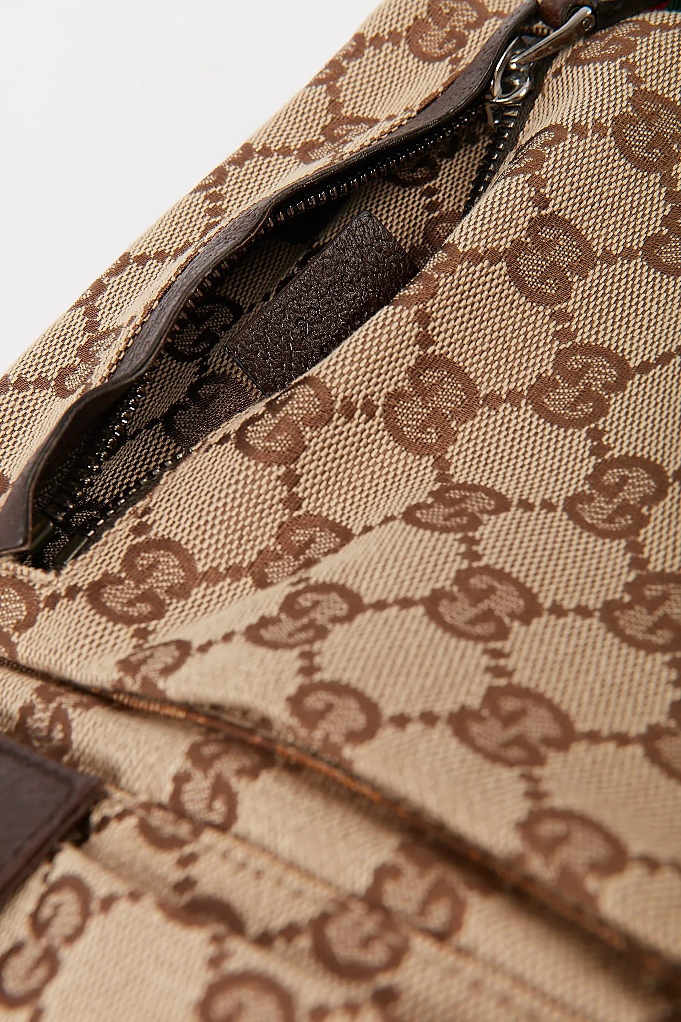Gucci Brown Canvas GG Pocket Web Belt Bum Bag