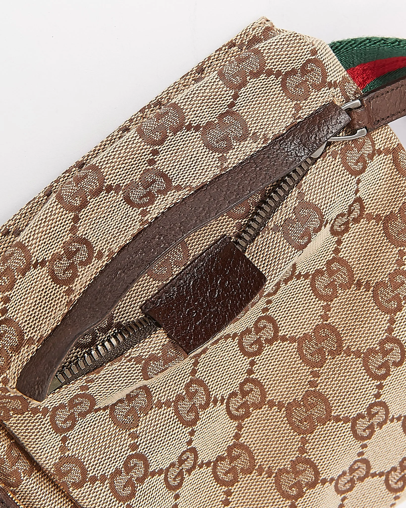 Gucci Brown Canvas GG Pocket Web Belt Bum Bag