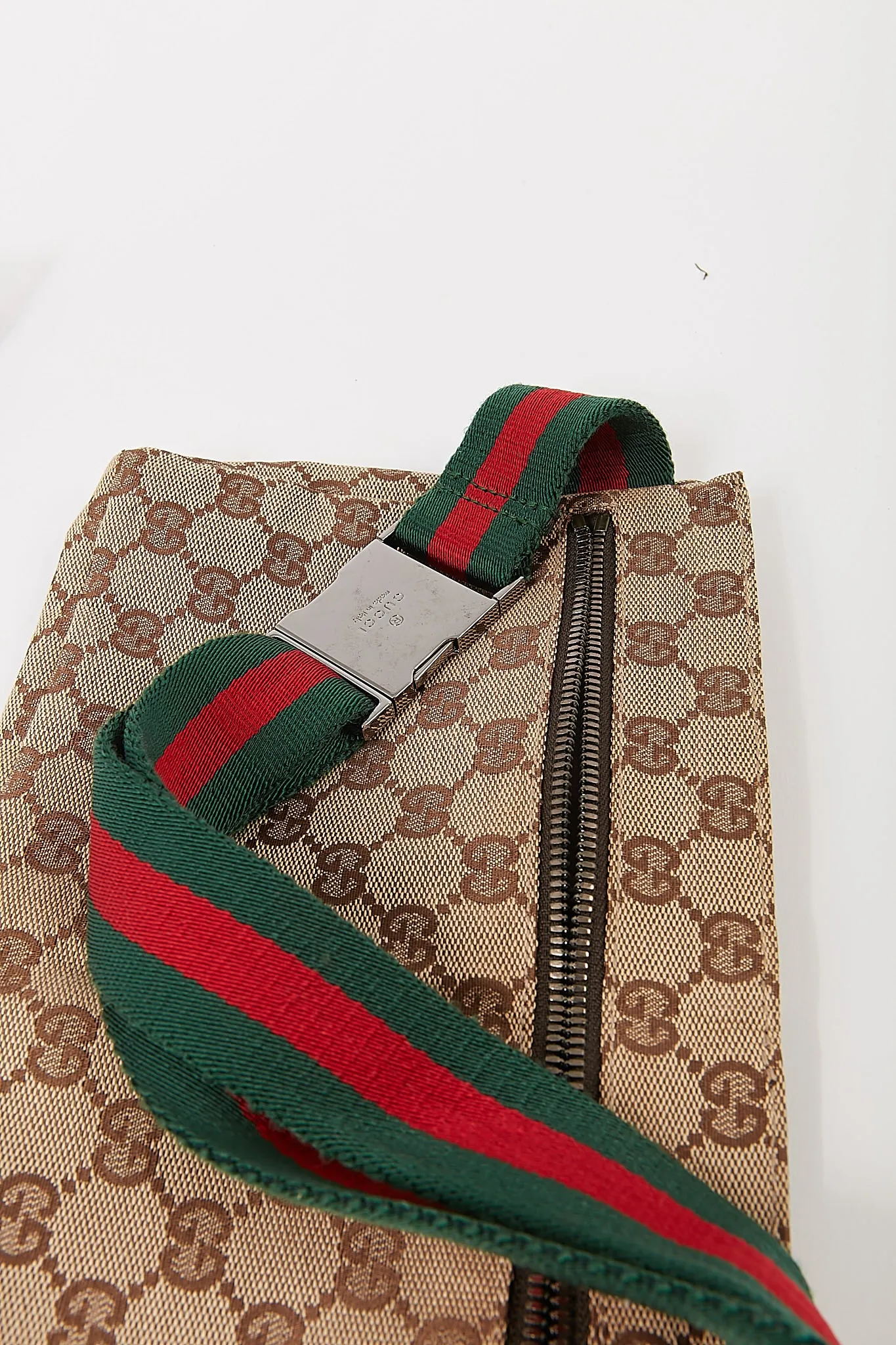 Gucci Brown Canvas GG Pocket Web Belt Bum Bag