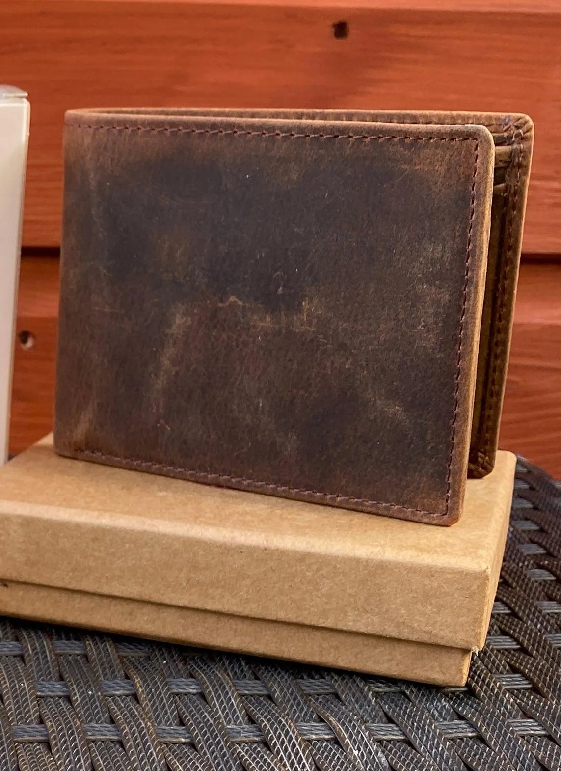 Handmade Buffalo Leather Wallet - Brown or Black - FREE UK SHIPPING