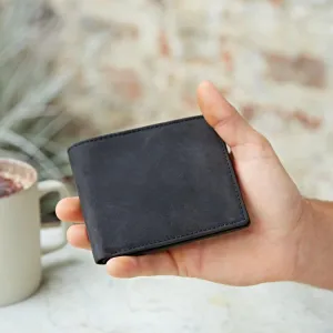 Handmade Buffalo Leather Wallet - Brown or Black - FREE UK SHIPPING