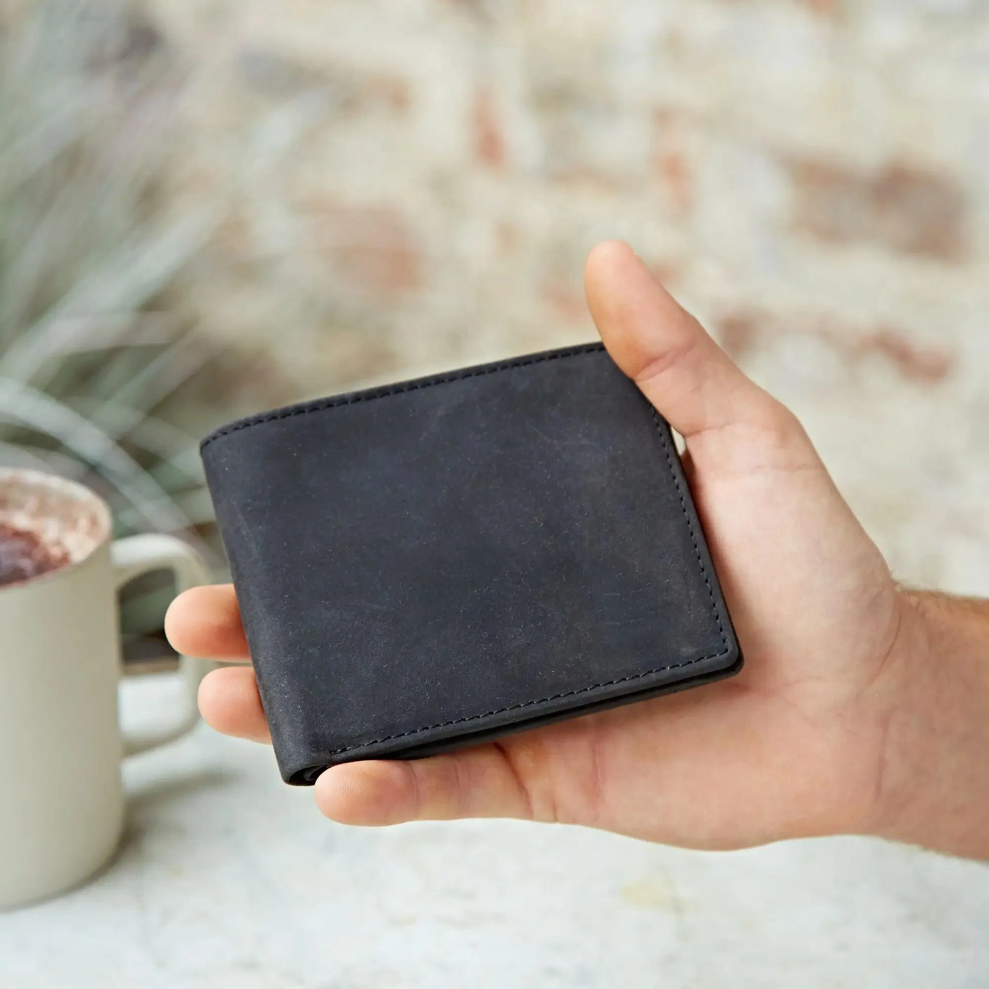 Handmade Buffalo Leather Wallet - Brown or Black - FREE UK SHIPPING