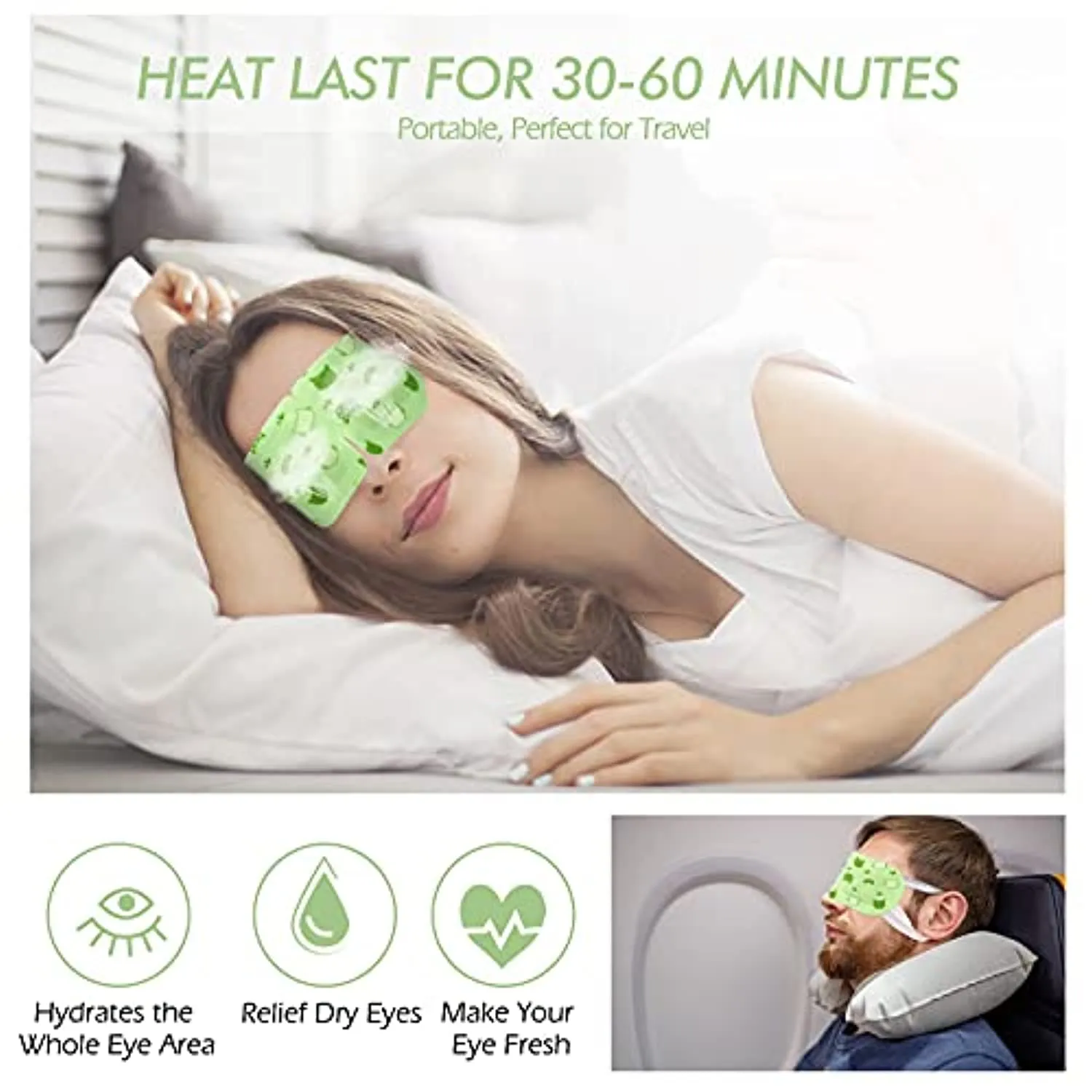 Heated Eye Mask, 16 Packs Eye Masks for Dark Circles and Puffiness Dry Eyes Stress Relief Disposable Steam Eye Mask, Works Better with Eye Cream, Portable for Beauty Personal Care - Unscented