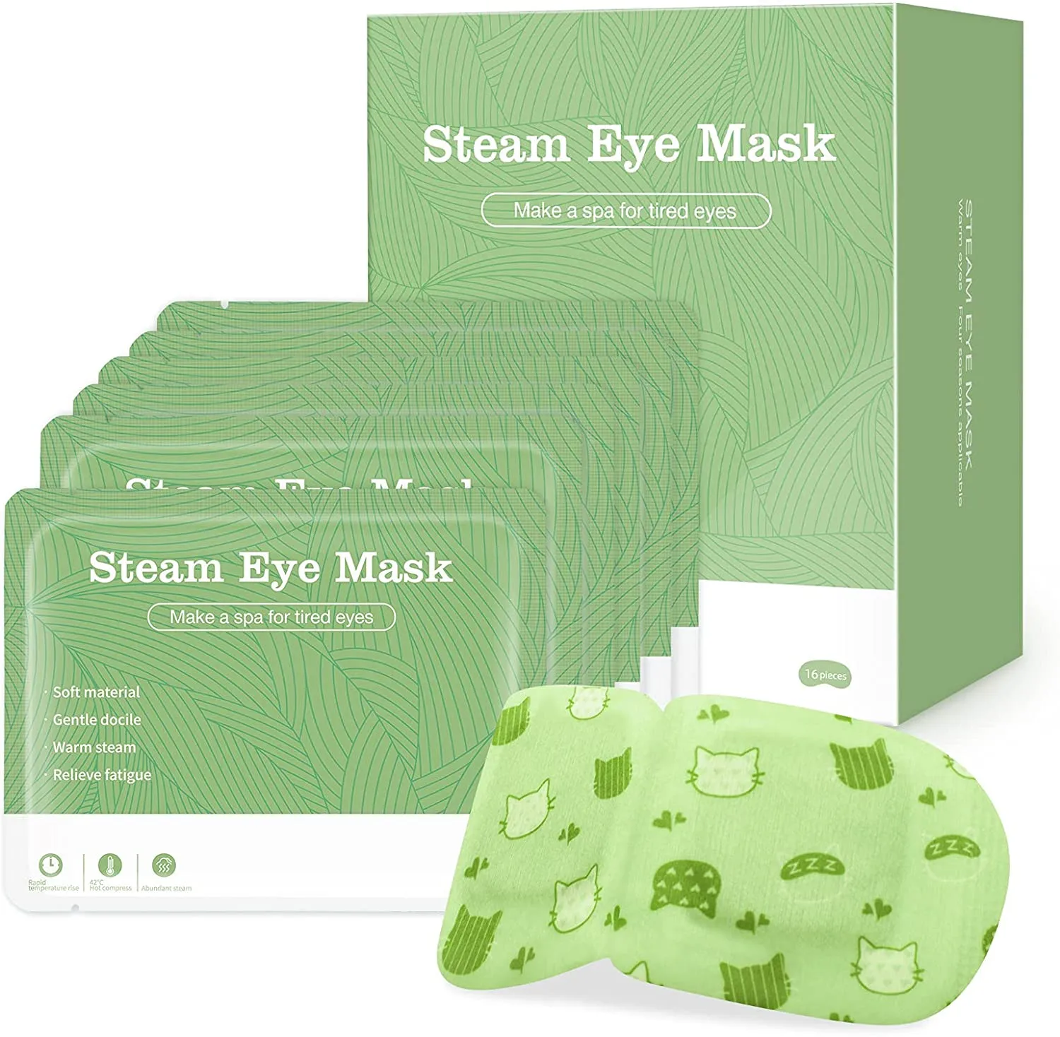 Heated Eye Mask, 16 Packs Eye Masks for Dark Circles and Puffiness Dry Eyes Stress Relief Disposable Steam Eye Mask, Works Better with Eye Cream, Portable for Beauty Personal Care - Unscented