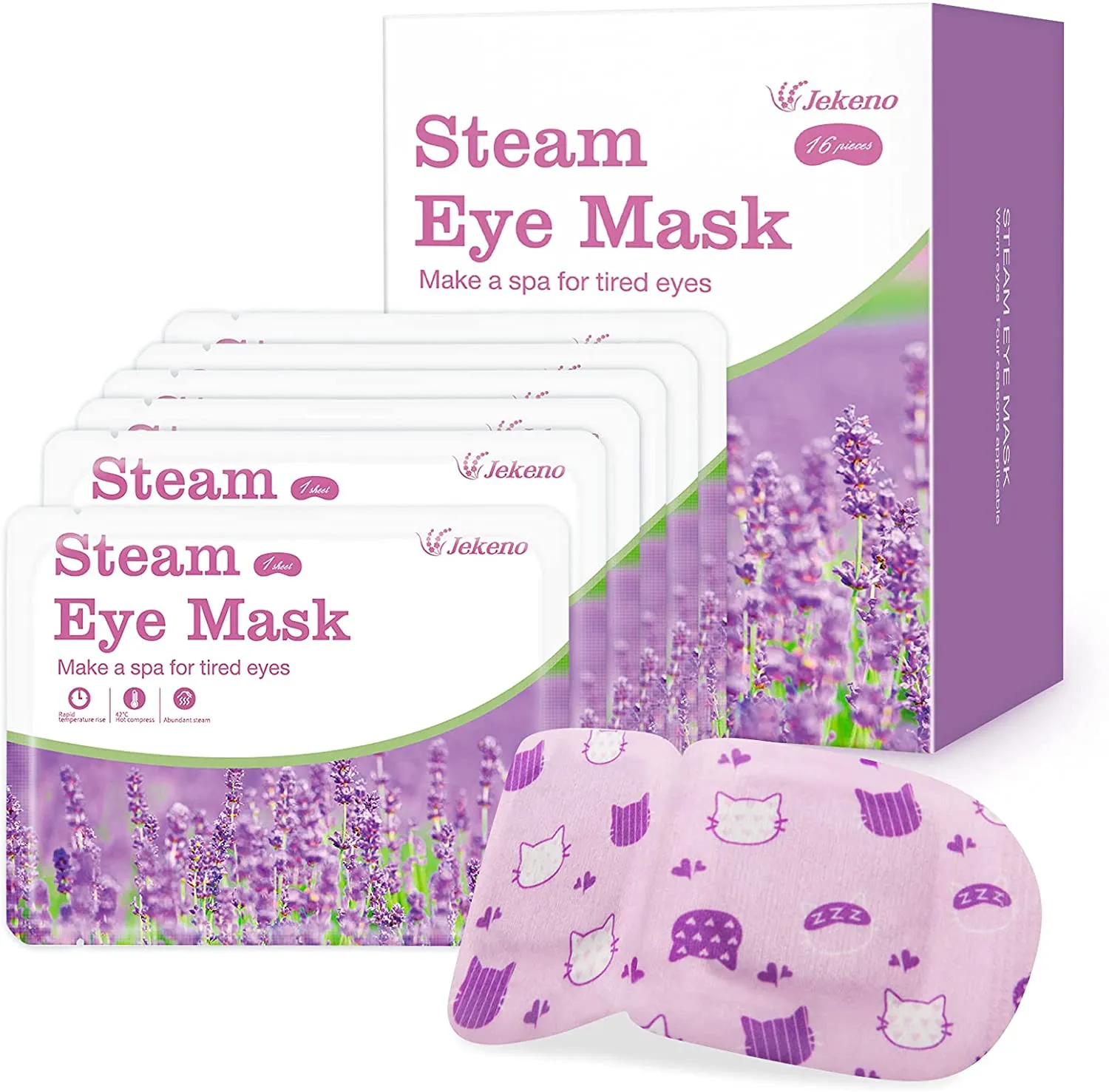 Heated Eye Mask, 16 Packs Eye Masks for Dark Circles and Puffiness Dry Eyes Stress Relief Disposable Steam Eye Mask, Works Better with Eye Cream, Portable for Beauty Personal Care - Unscented