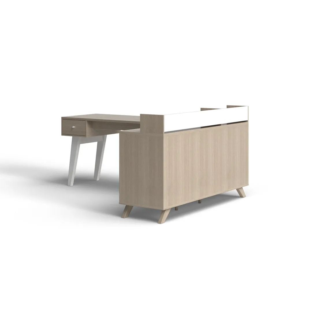 Helsy L-Shaped Desk with Power Bar and Removable Hutch Natural Walnut Mercury Row® Color: Soft Elm