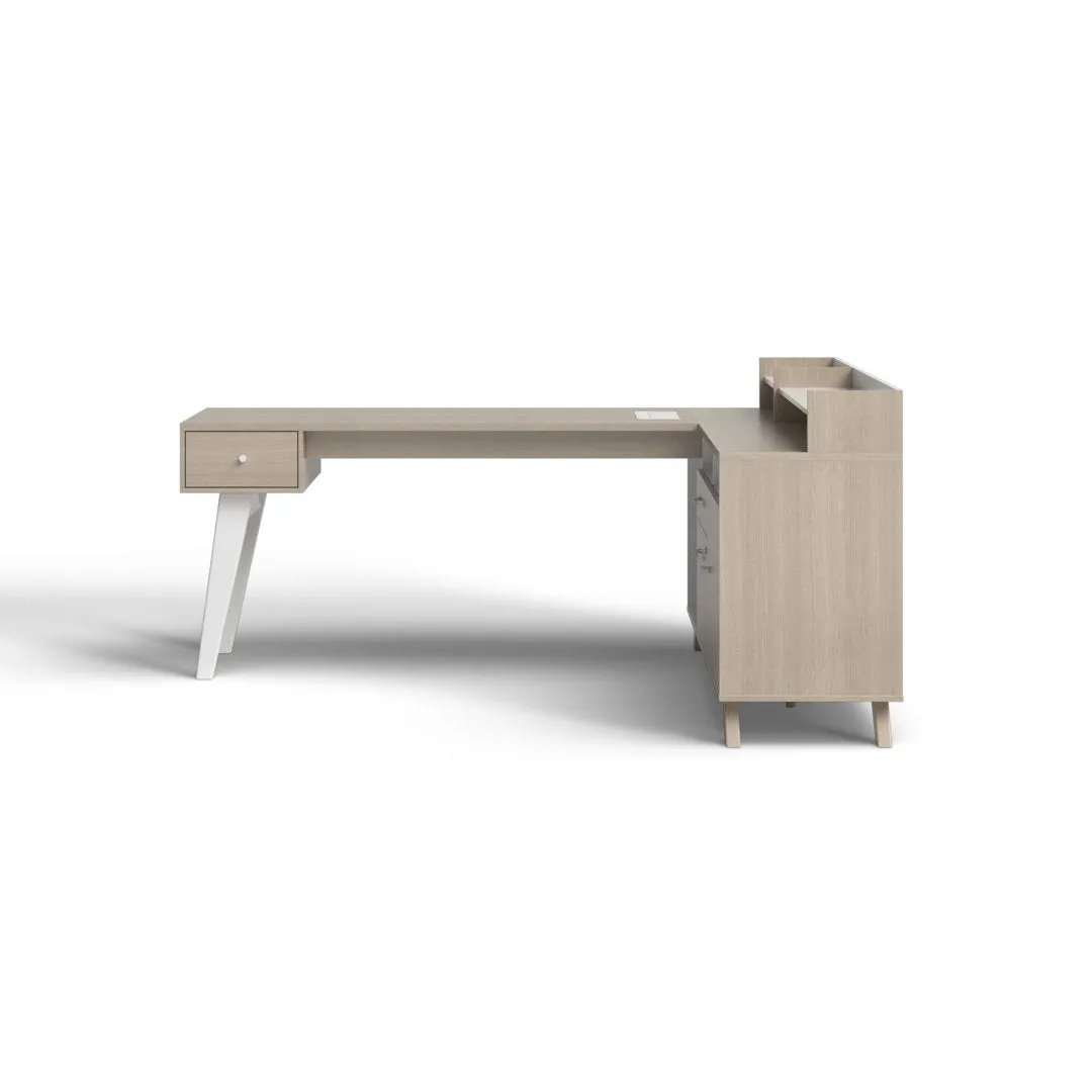 Helsy L-Shaped Desk with Power Bar and Removable Hutch Natural Walnut Mercury Row® Color: Soft Elm