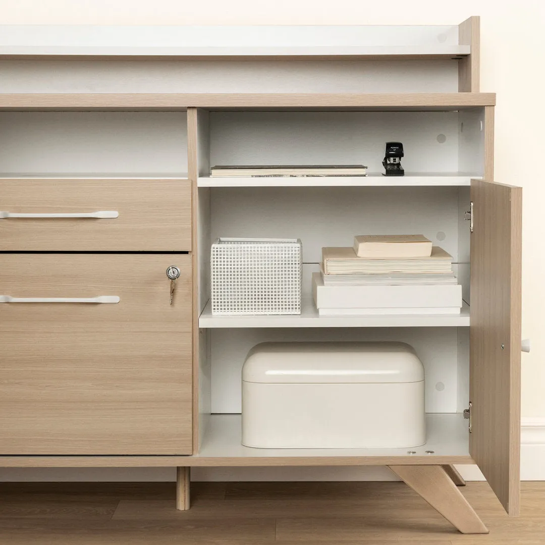 Helsy L-Shaped Desk with Power Bar and Removable Hutch Natural Walnut Mercury Row® Color: Soft Elm